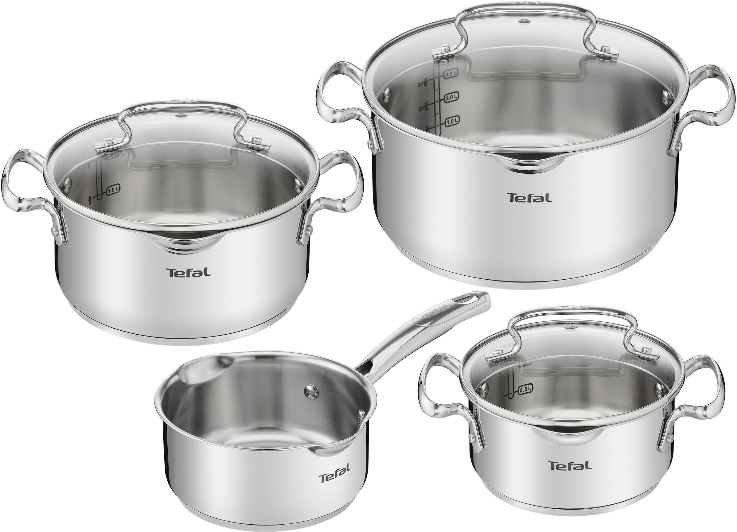 Tefal Topf-Set »Duetto+ G719S7« Set, Kochtopf mit Glasdeckel 16/20/24 cm, S günstig online kaufen