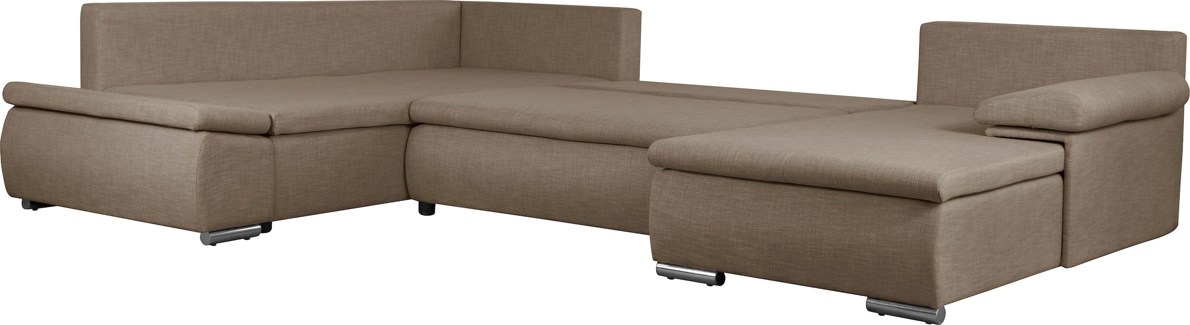 Home affaire Wohnlandschaft »Acra U-Form«, mit Bettfunktion und Bettkasten, in Mattenoptik