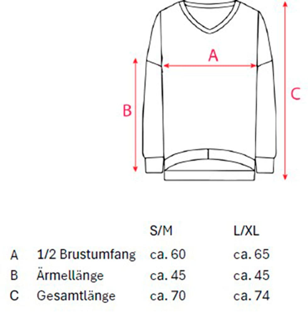 Zwillingsherz Sweatshirt »Dana«, Neon-Bündchen, V-Ausschnitt, Langarm, Front-Stickerei
