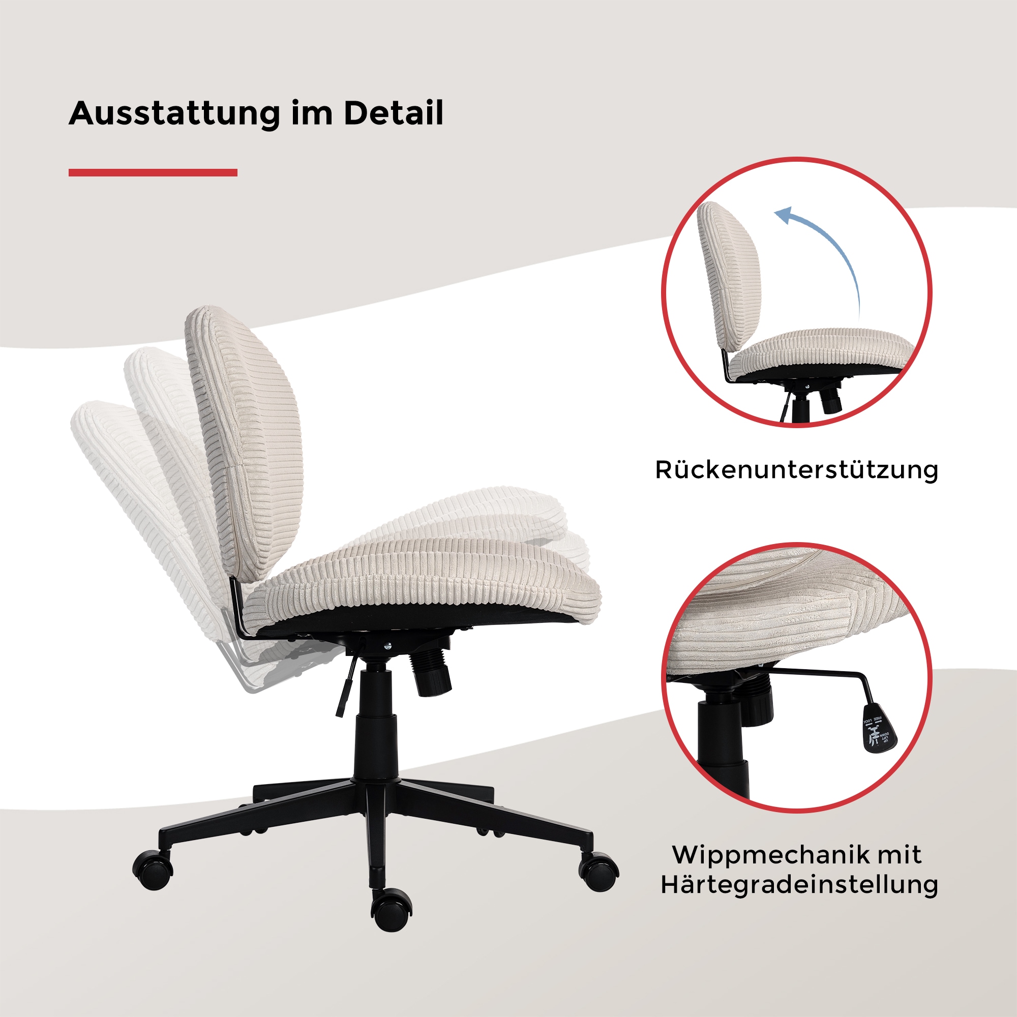 Duo Collection Drehstuhl »Tilo« () 1 Stk.Sitzhöhenverstellung, Wippmechanik, Sicherheitsdoppelrollen