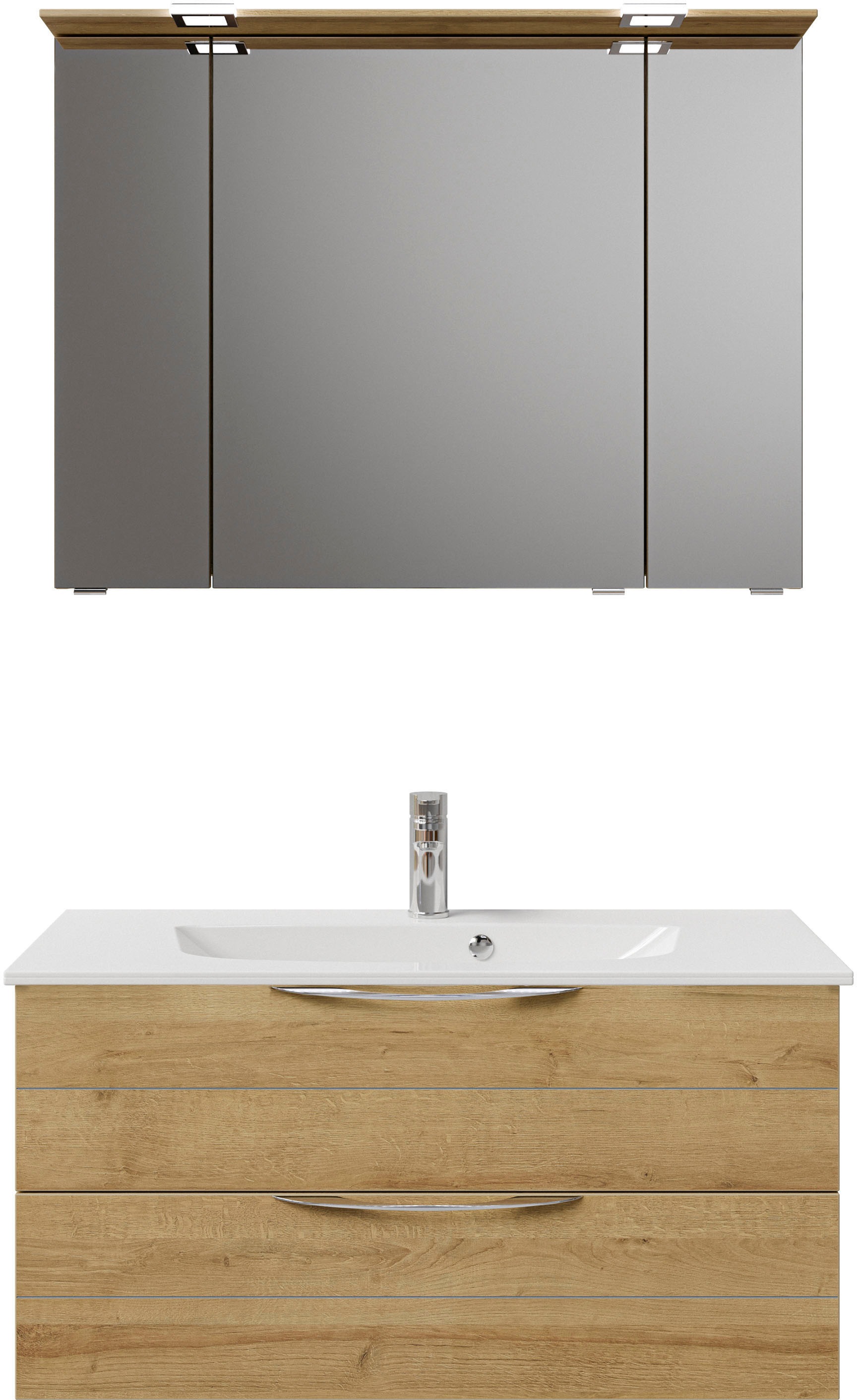 Saphir Badmöbel-Set »Serie 6025 2-teilig Mineralmarmor-Waschtisch mit LED-S günstig online kaufen