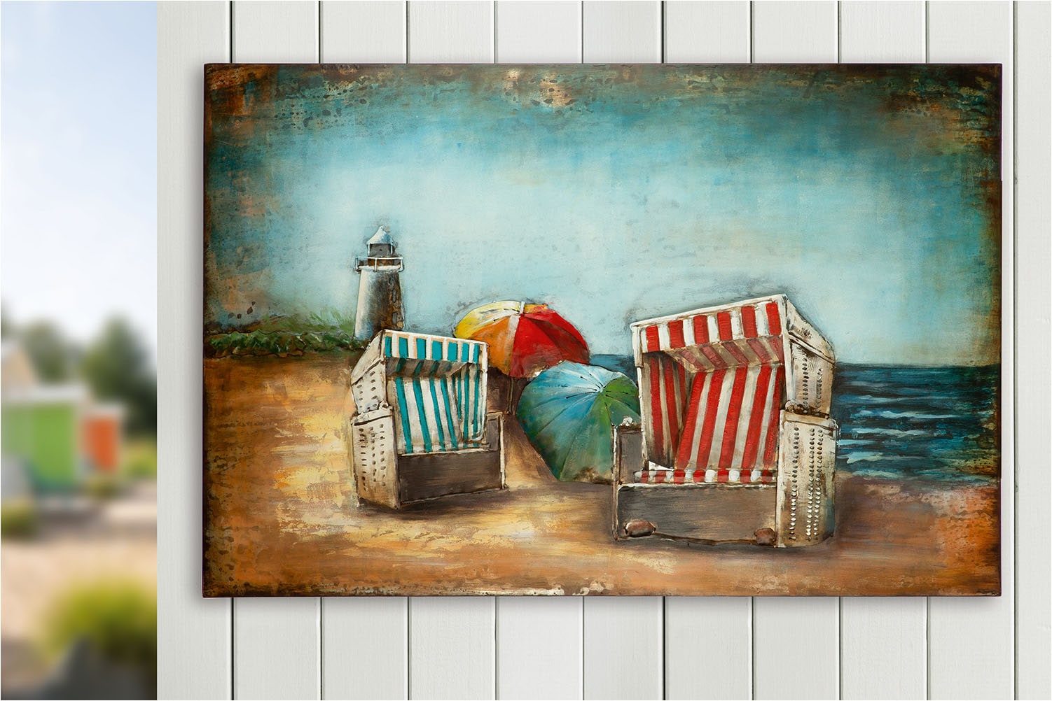 GILDE Leinwandbild »Bild Strandkorb« Strandbilder 1 Stk. tlg.