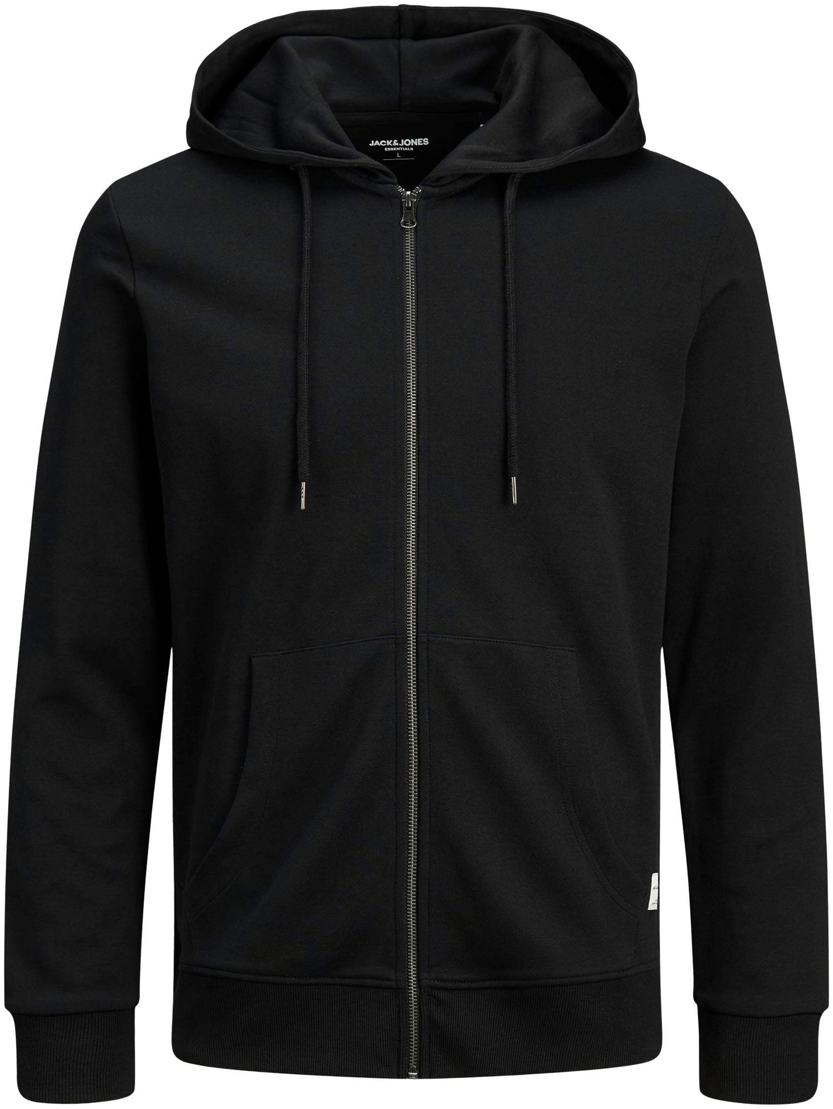 Jack & Jones Kapuzensweatjacke »JJEBASIC Hoodie mit Rippbündchen und angenehmem Tragegefühl«, unifarben, modisch, regular fit, Baumwollmischung, Rundhals