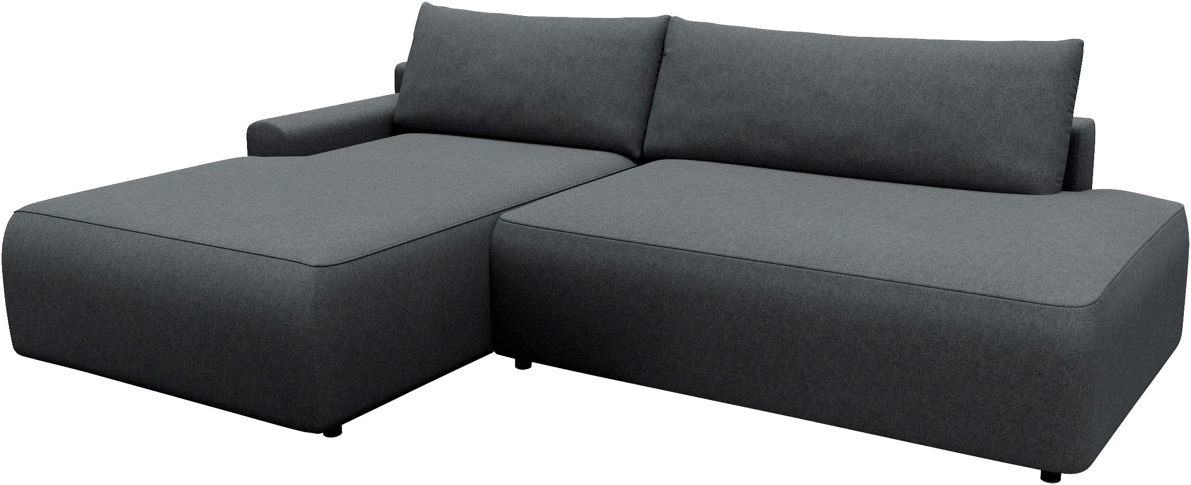 TRENDMANUFAKTUR Ecksofa »Prag, Schlafsofa mit Bettkasten, Couch in L-Form, Breite 253 cm« in feinem Strukturstoff, anthrazit, Recamiere links