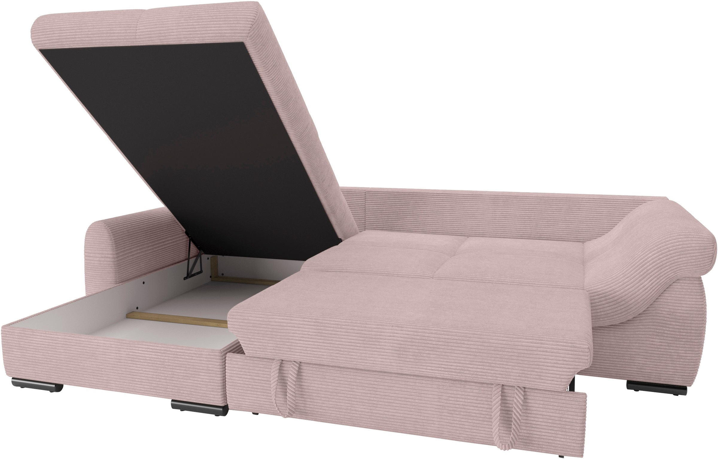 Mr. Couch Ecksofa »Livorno L-Form«, inkl. Hochschläfer-Bettauszug, XL-Bettkasten weiß beschichtet