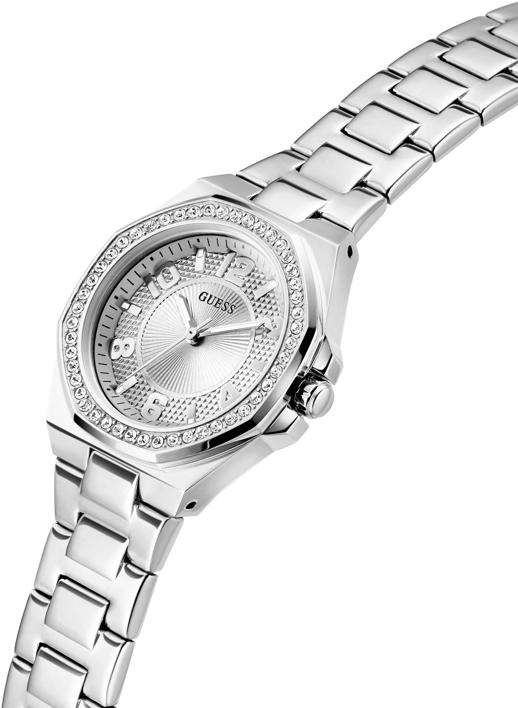 Guess Quarzuhr »CONTESSA«, Armbanduhr, Damenuhr, Edelstahlarmband