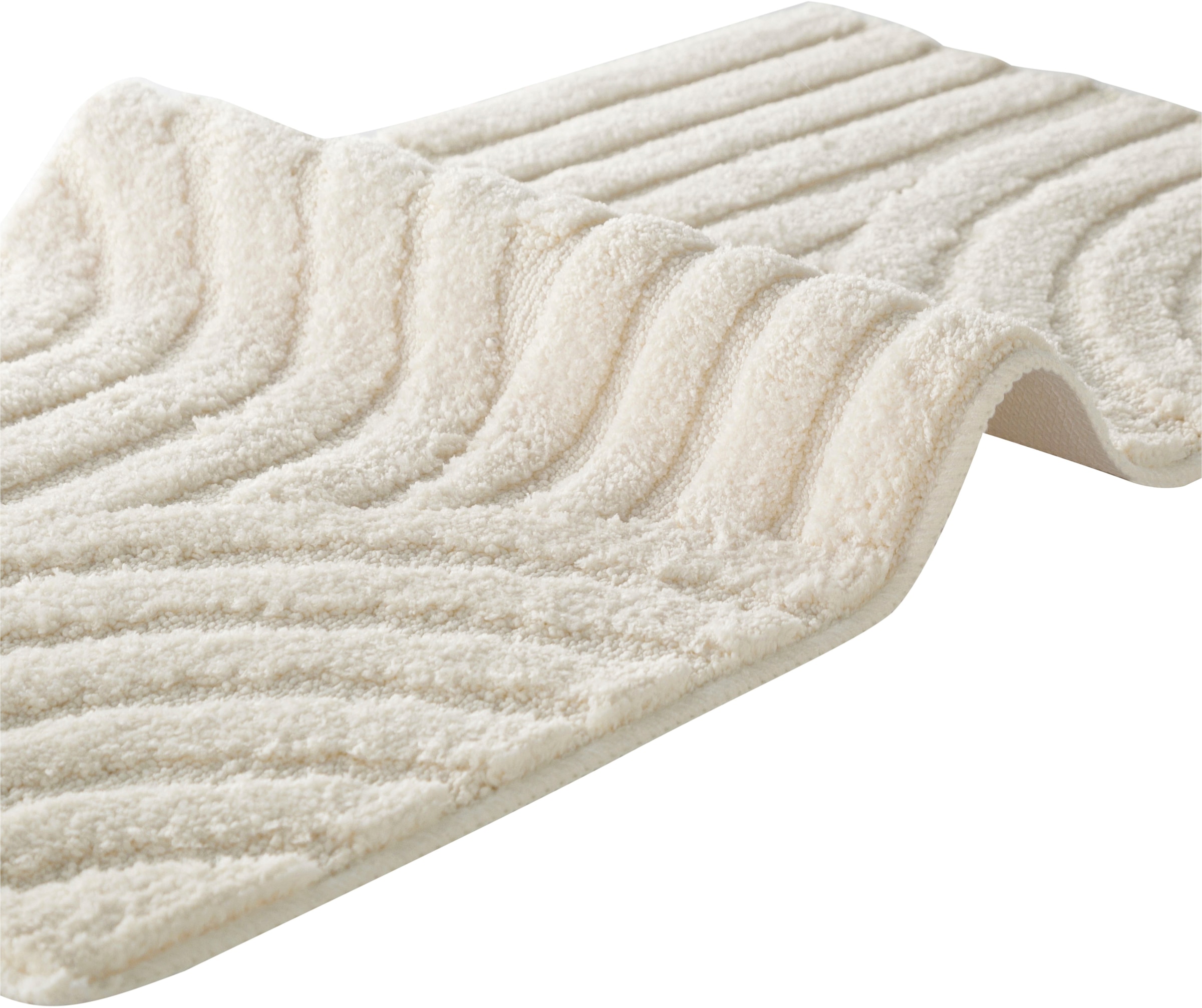my home Badematte »Regona Scandi, Badvorleger, Badezimmer Teppich, Duschvorleger«, rutschhemmend beschichtet, strapazierfähig, Badteppich, Uni Farben, Hoch-Tief-Effekt, modernes Muster, Zen