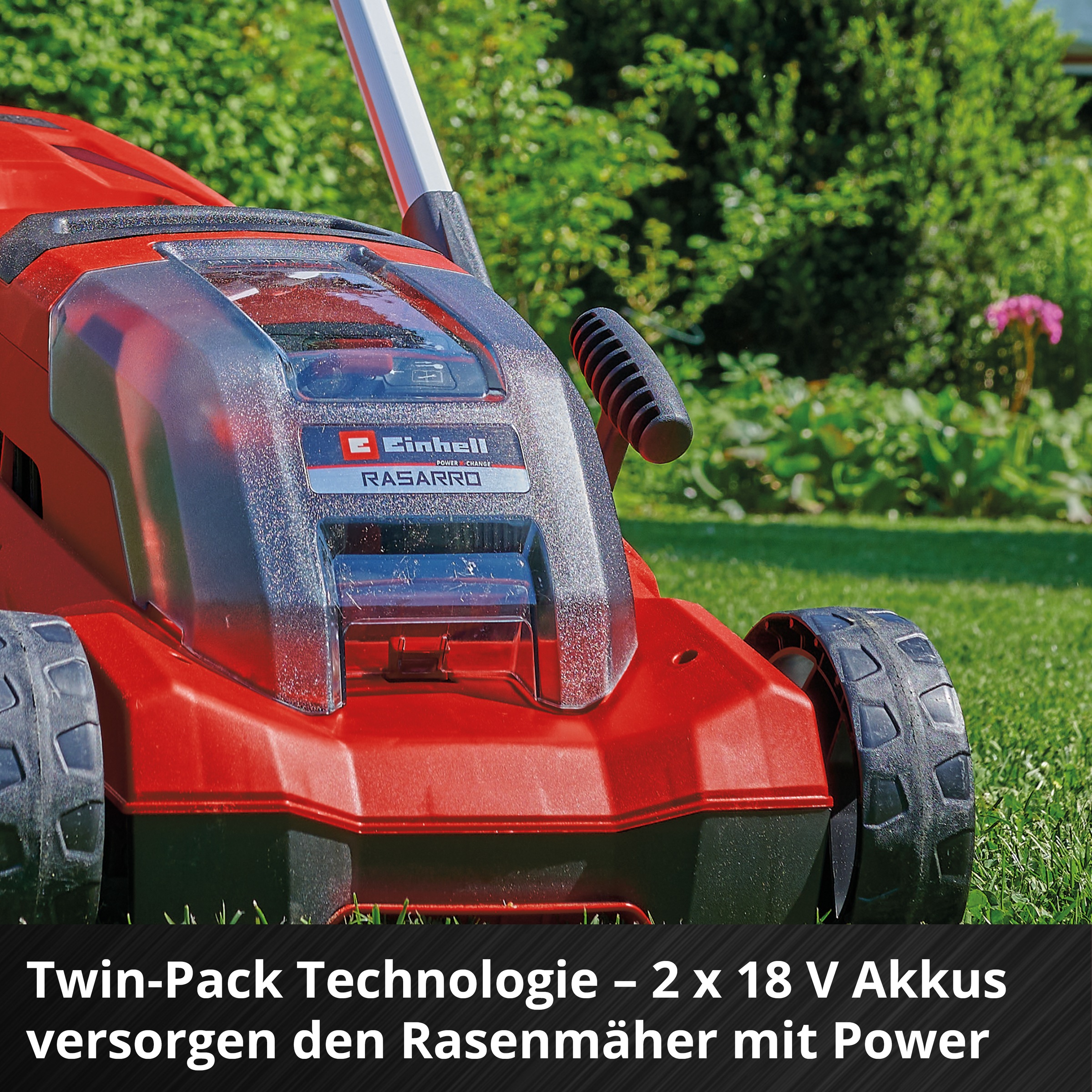 Einhell Akkurasenmäher »RASARRO 36/38 (2x4 Ah)« mit 2 Akkus und Twincharger