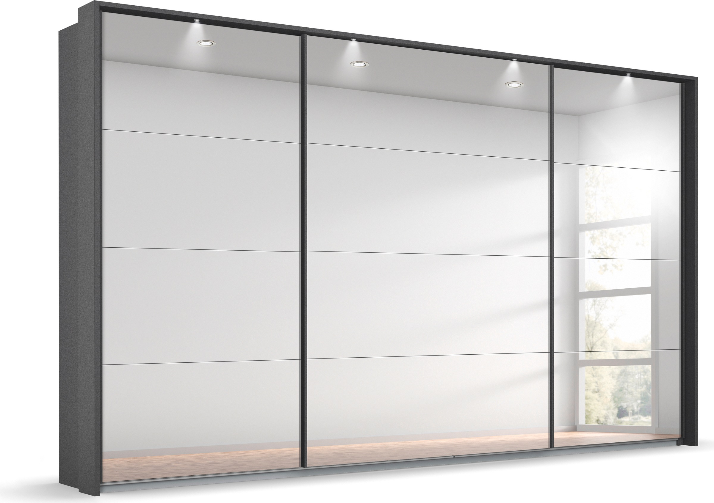 rauch Schwebetürenschrank »Oteli«, mit Spiegelfront und Passepartout optional mit Beleuchtung