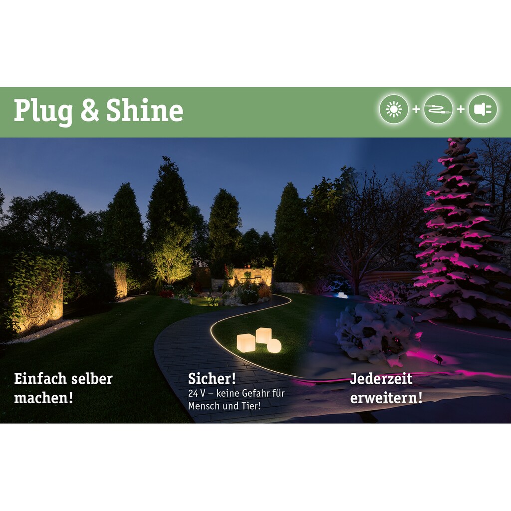 Paulmann LED Gartenstrahler »Plug & Shine«, 3 flammig-flammig, LED-Modul, RGBW