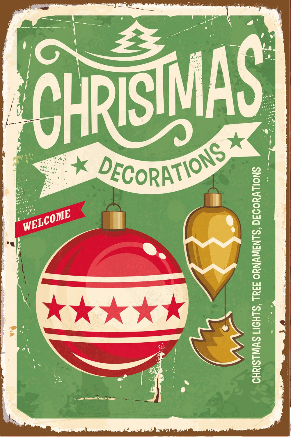 queence Metallbild »Christmas Decorations«, Weihnachten-Weihnachtsbaumkugel-Schriftzug-Schriftzüge, (1 St.), Stahlschilder