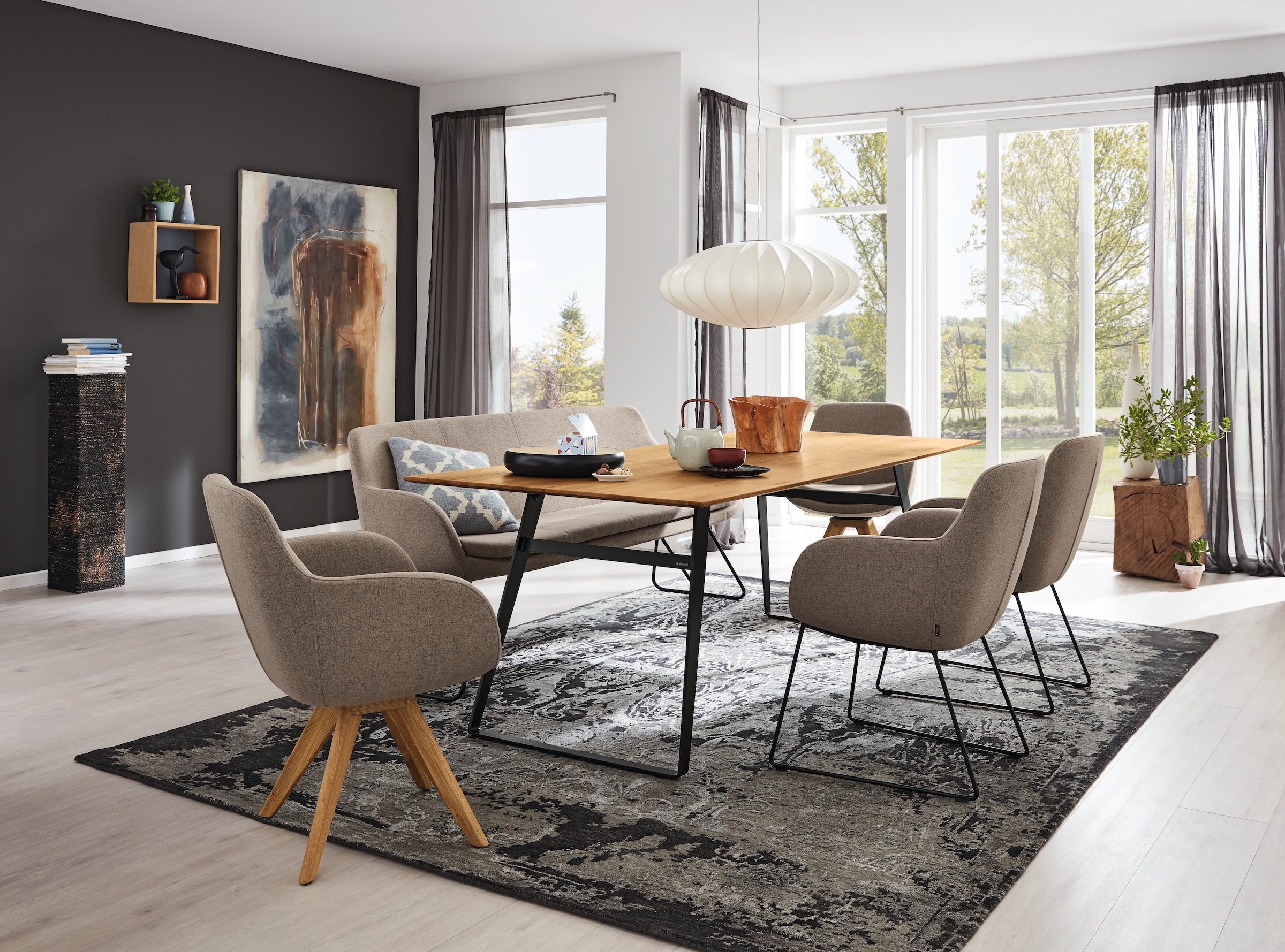 Musterring Esstisch »Tavia« Bügelgestell in 3 Farben,  Platte Charakter-Eiche geölt, fest montiert