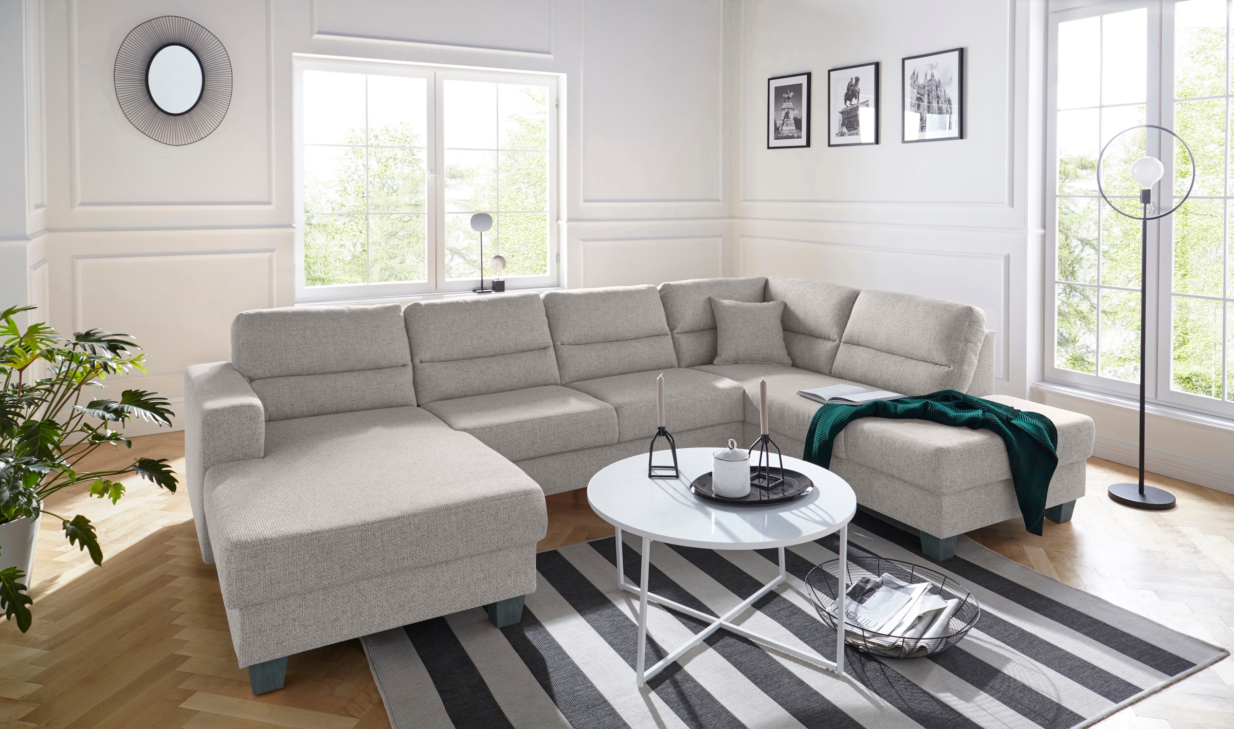 TRENDMANUFAKTUR Wohnlandschaft »Chamber, zeitlos und modern, bequem, hoher Sitzkomfort, U-Form«, wahlweise mit Schlaffunktion