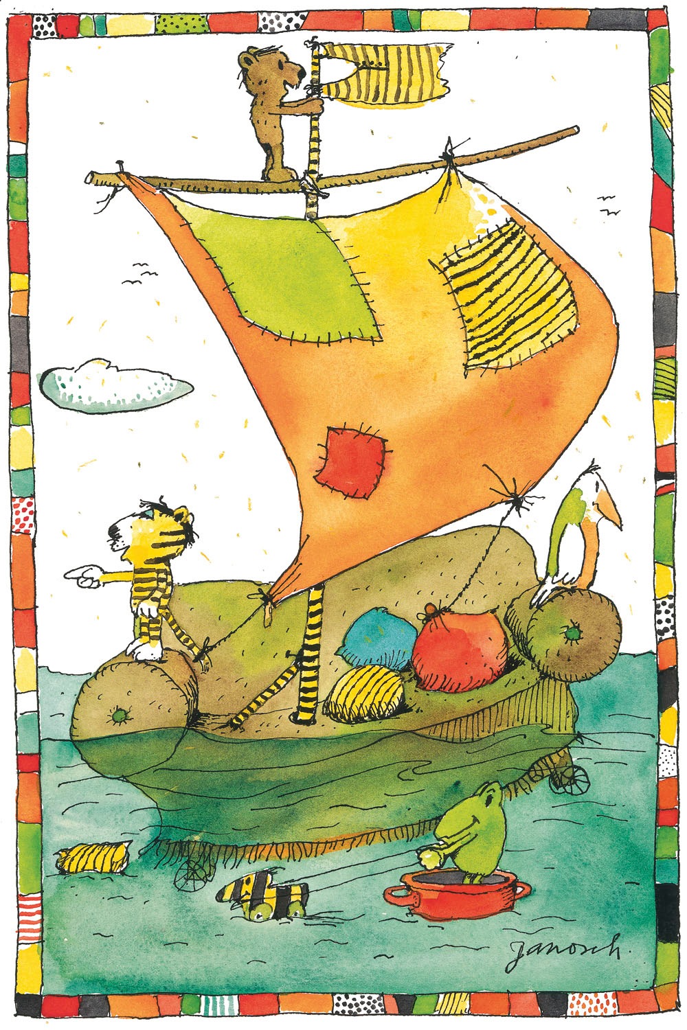 LuckyLinde Leinwandbild »Der kleine Bär und der kleine Tiger auf dem Segelb günstig online kaufen