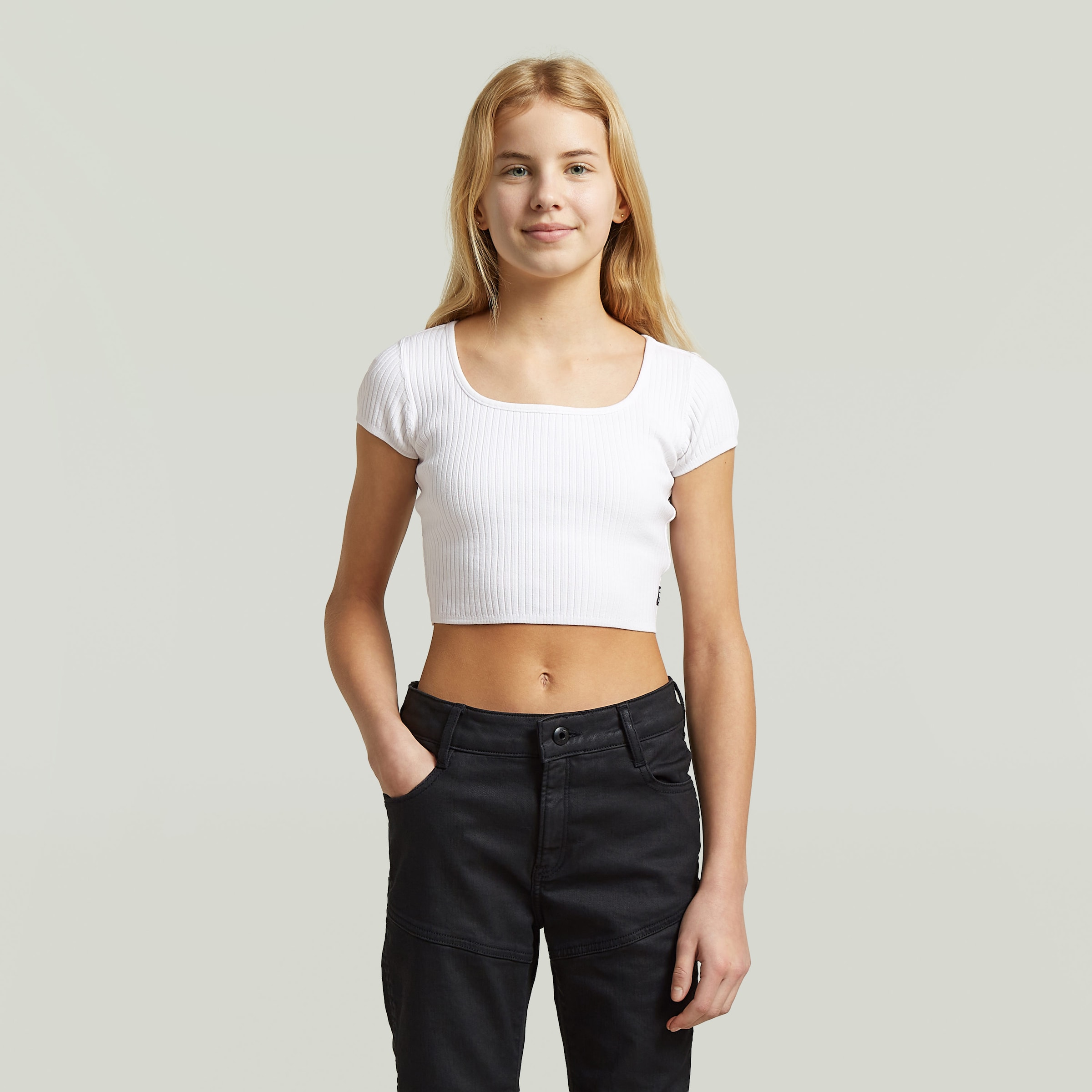 G-STAR T-Shirt »KIDS, SOUTH TEE SS 2-PACK G« Packung, 2 in gerippter Struktur, bauchfrei