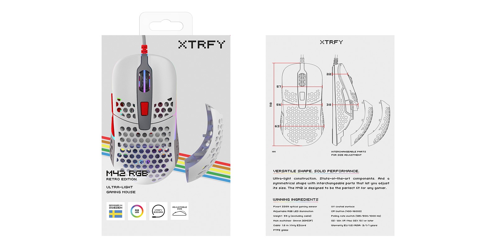 Cherry Xtrfy Gaming-Maus »M42 RGB«, kabelgebunden, ultraleichte Gaming-Maus