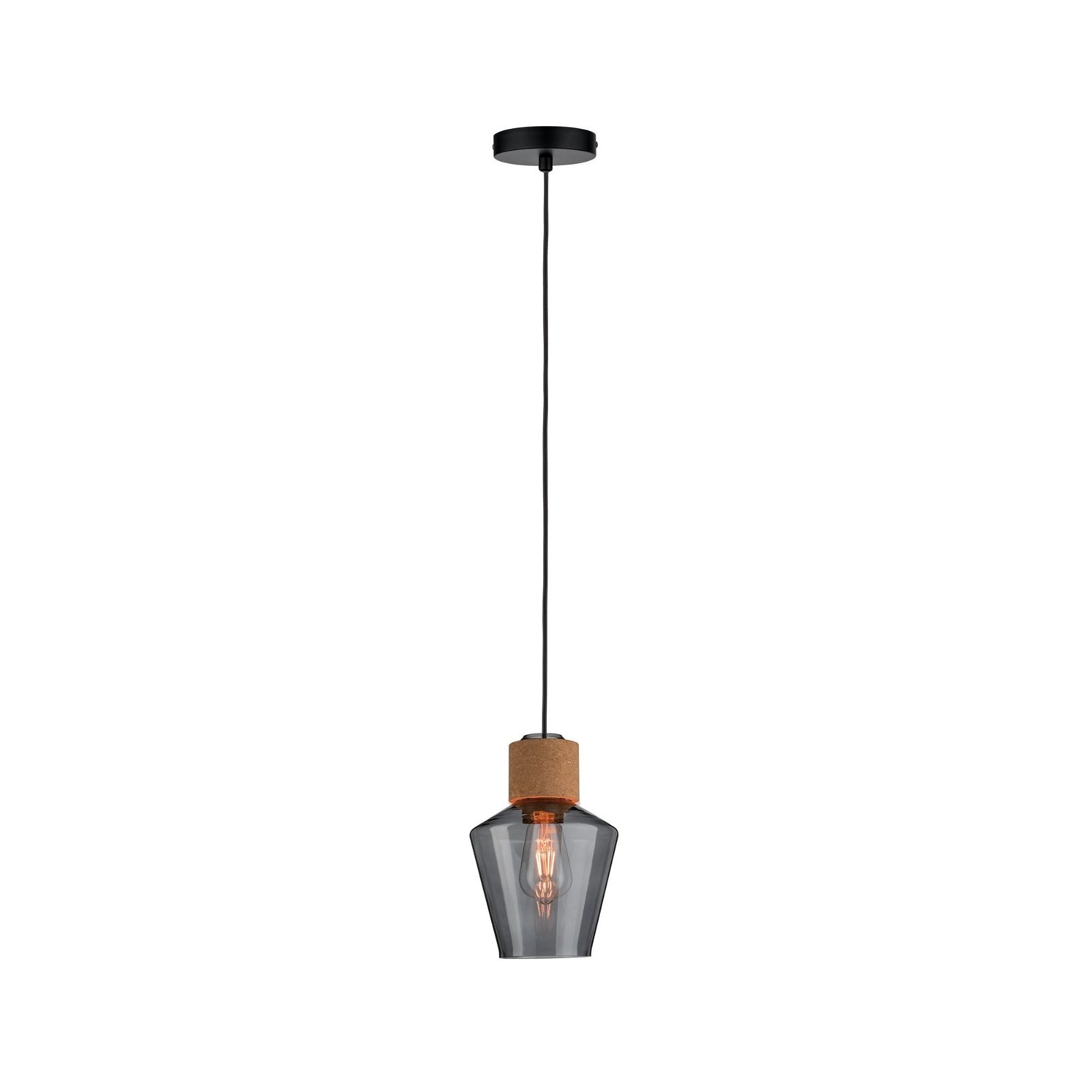Paulmann Pendelleuchte »Neordic Edla max. 1x20W Rauchglas/Kork/Schwarz 230V«, 1 flammig, Leuchtmittel E27 | ohne Leuchtmittel, E27