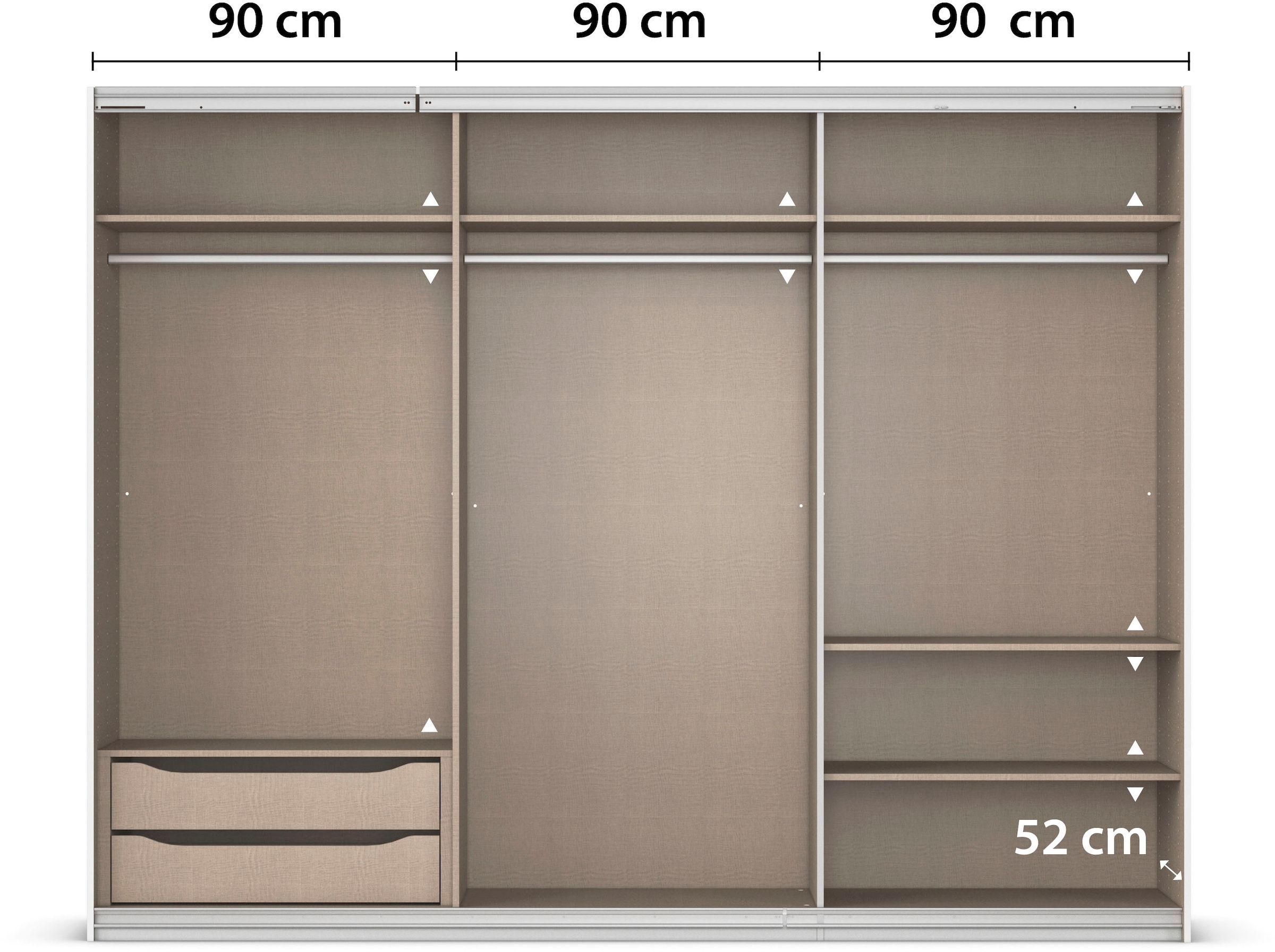 INOSIGN BY RAUCH Schwebetürenschrank »Kleiderschrank Schrank Garderobe Schlafzimmerschrank THANOS«, (in 3 verschiedenen Ausstattungen BASIC/CLASSIC/PREMIUM), Optional mit Spiegel, Metall-Griffleisten alufarben MADE IN GERMANY
