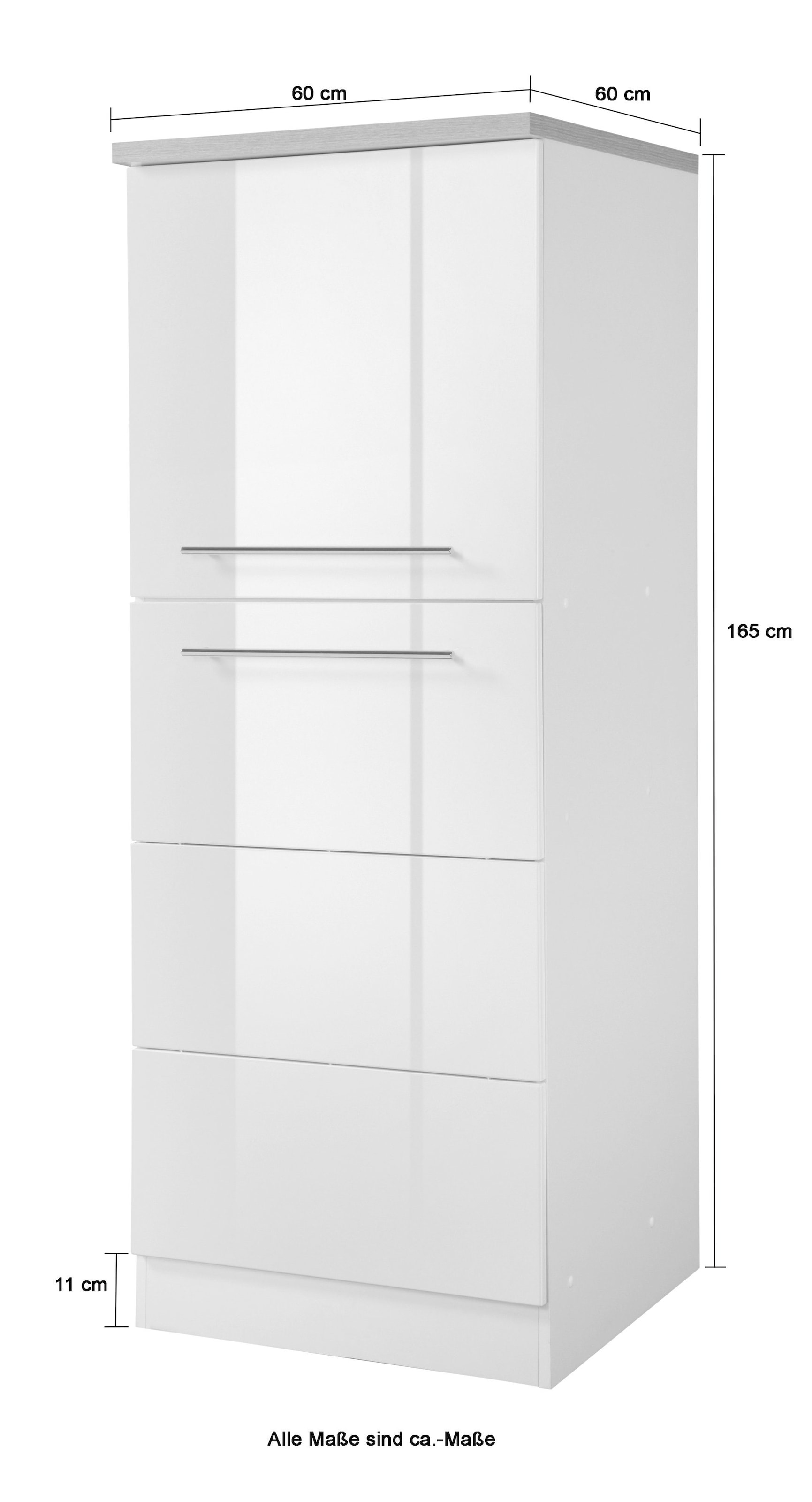 KOCHSTATION Seitenschrank »KS-Wien« Breite 60 cm, Höhe 165 cm, Türanschlag wechselbar