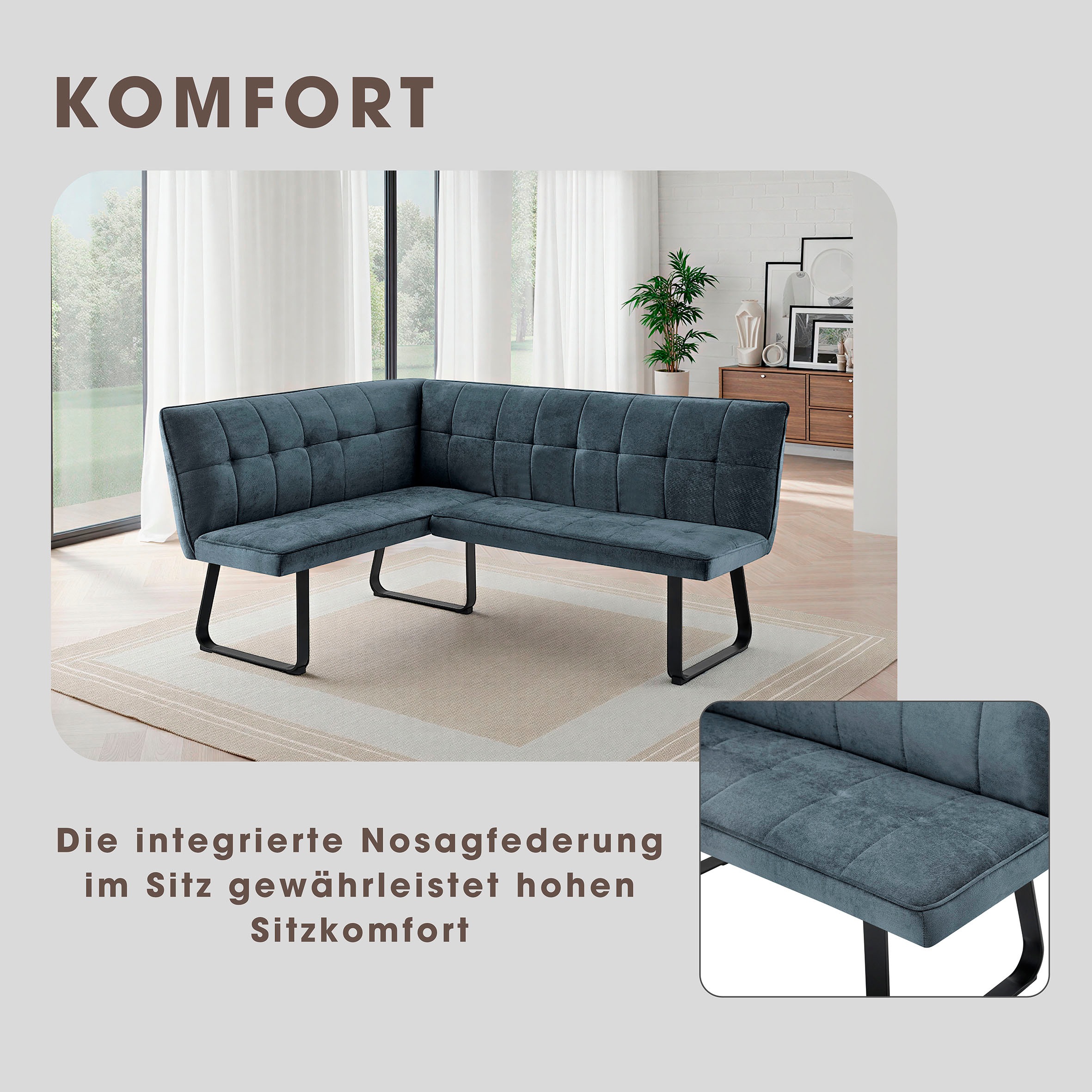 byLIVING Essgruppe »Eckbank Talea« 1 tlg. tlg. Komortable Nosaqfederung und gemütlicher Stoffbezug mit Farbauswahl