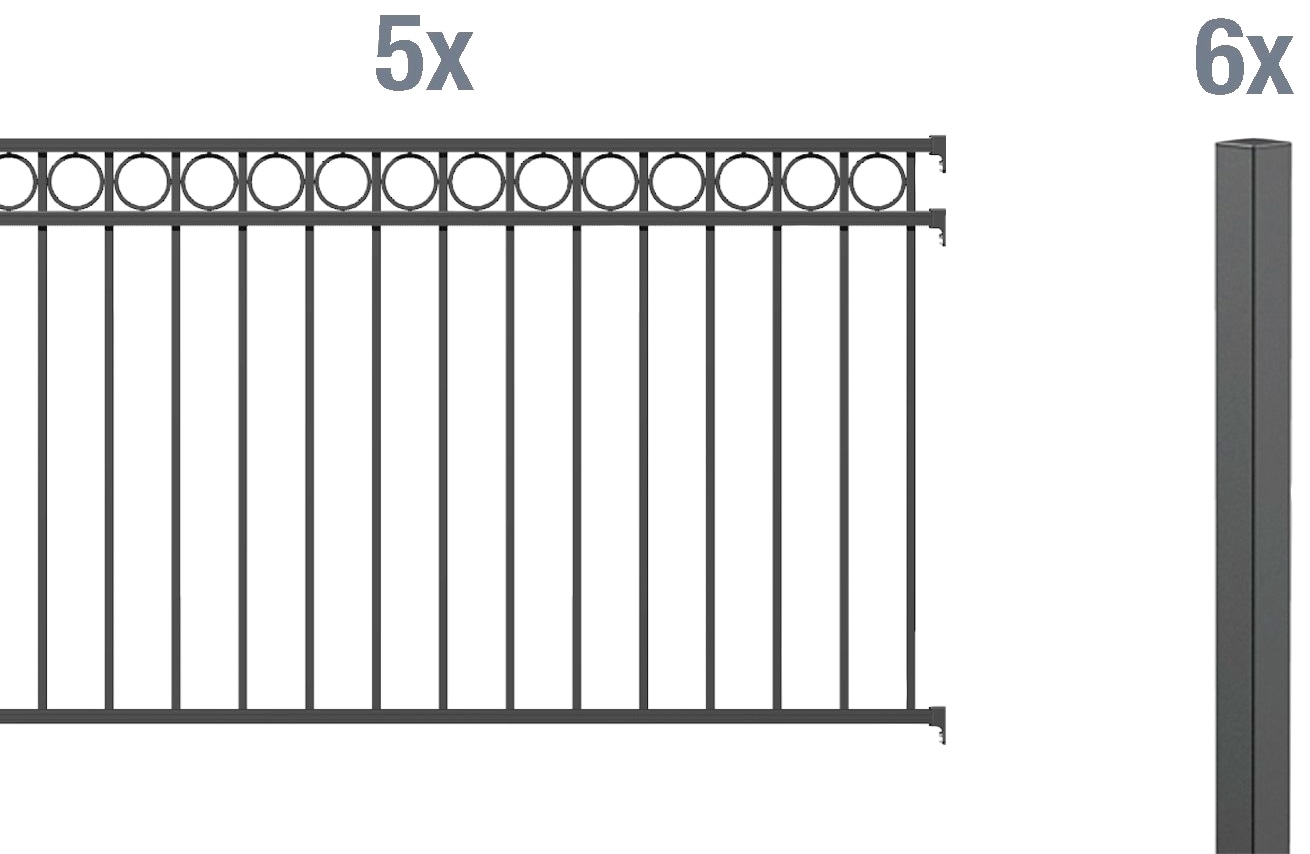 Alberts Metallzaun »Circle« Höhe: 100 und 120 cm, Gesamtlänge: 10 m, zum Einbetonieren