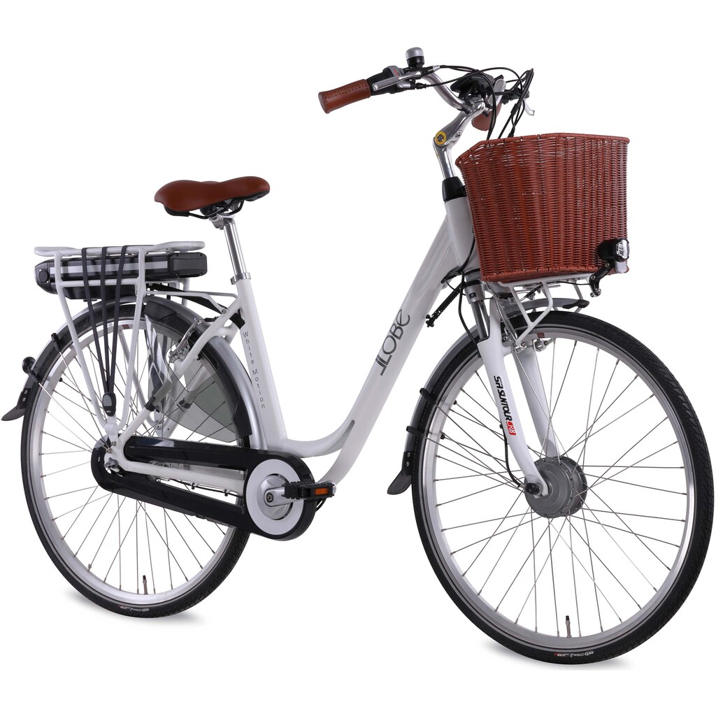 LLobe E-Bike »WhiteMotion 3.0, 15,6Ah«, 7 Gang, Shimano, Frontmotor 250 W