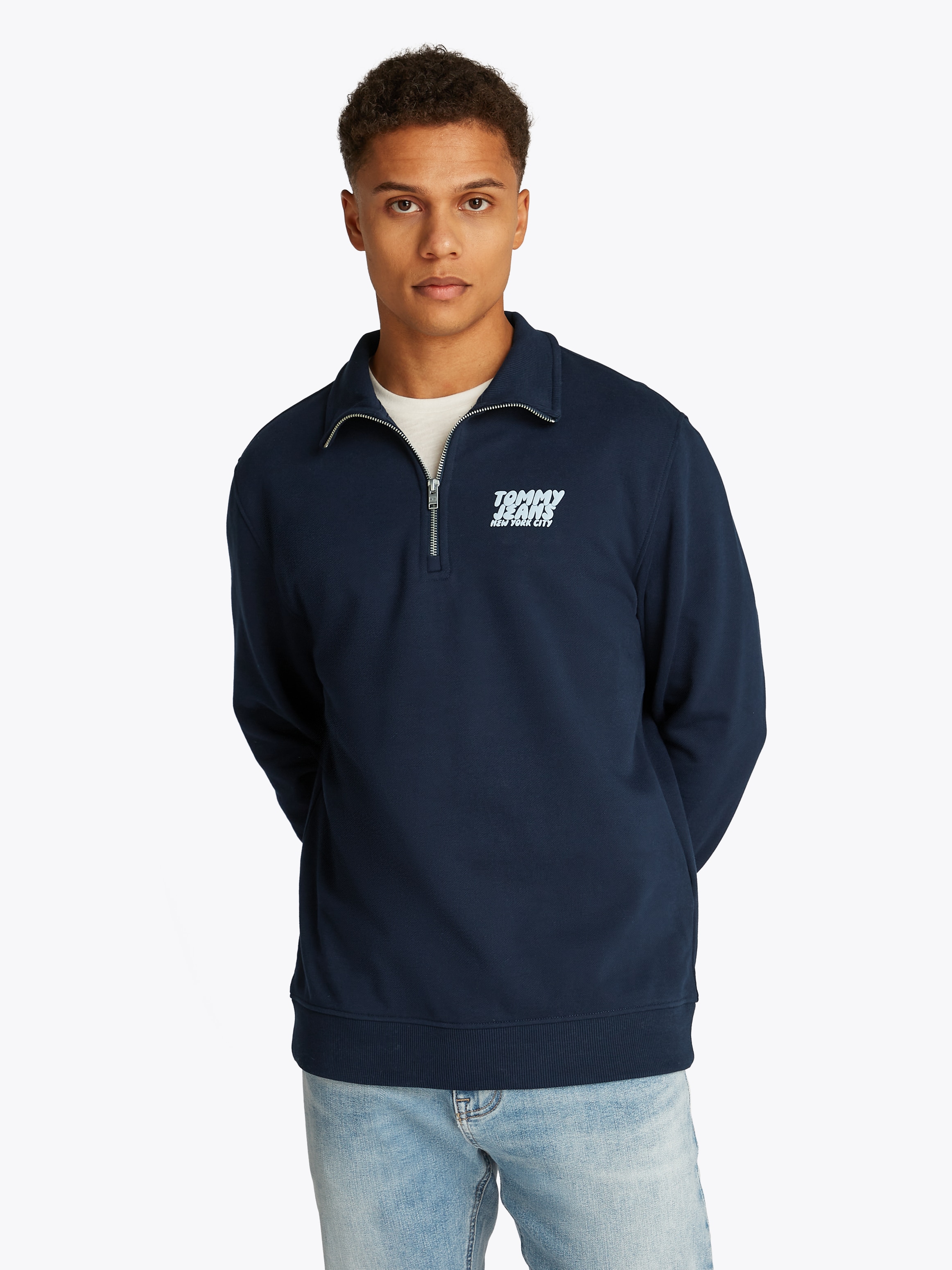 Tommy Jeans Sweatshirt »TJM REG BUBBLE QRTR ZIP FRNT/BCK«, mit großem Rückenprint
