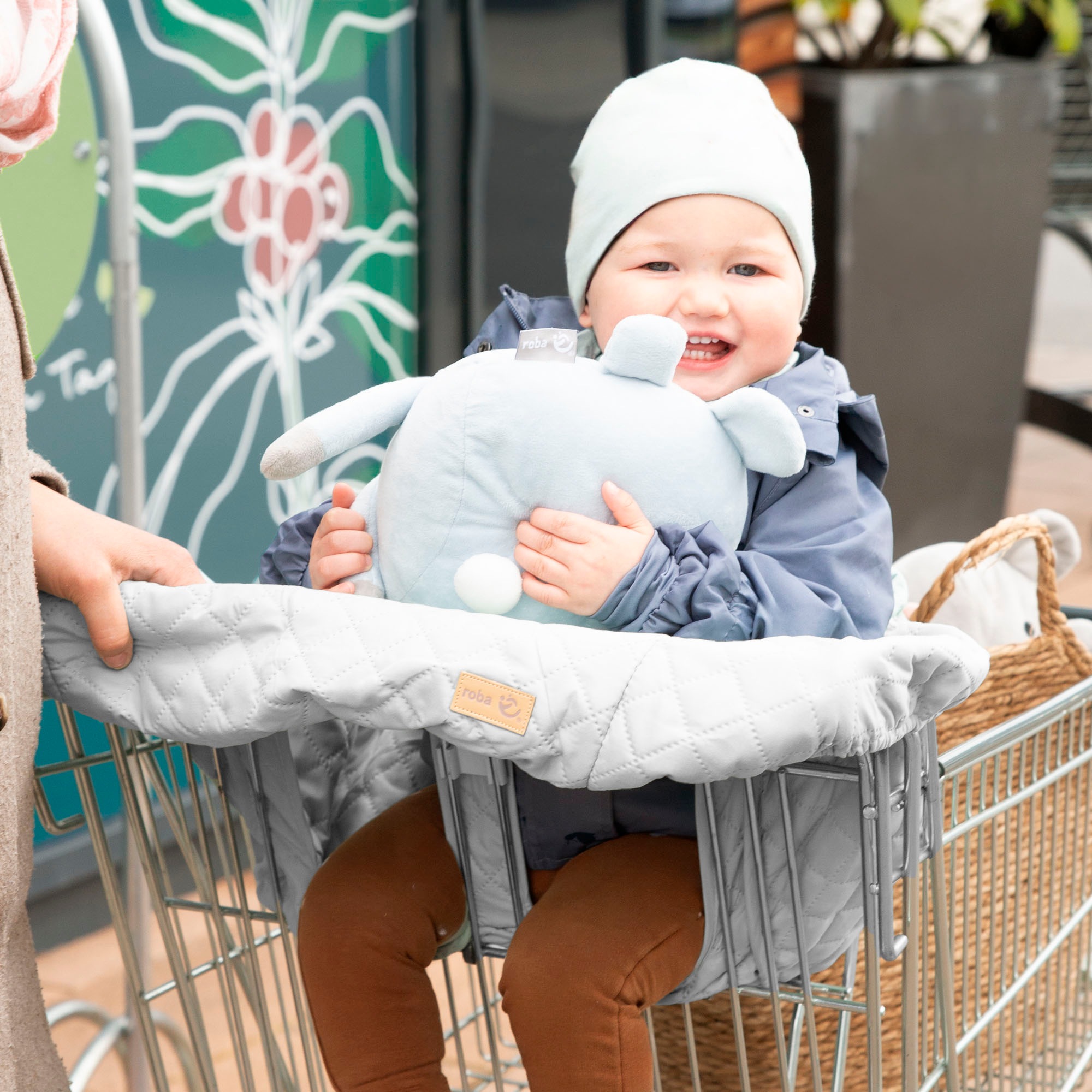 roba® Tragetuch »Style, anthrazit«, Einkaufswagenschutz inkl. Tragerucksack