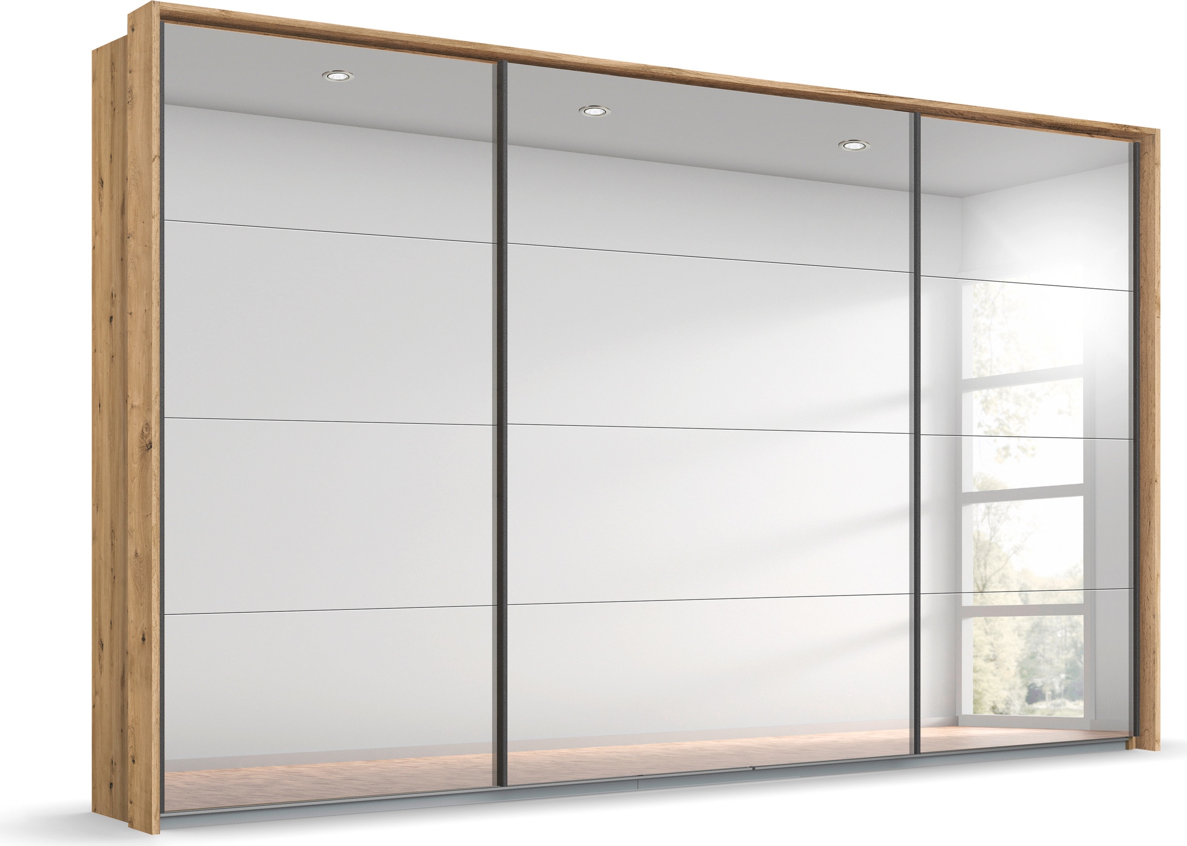 rauch Schwebetürenschrank »Oteli«, mit Spiegelfront und Passepartout optional mit Beleuchtung