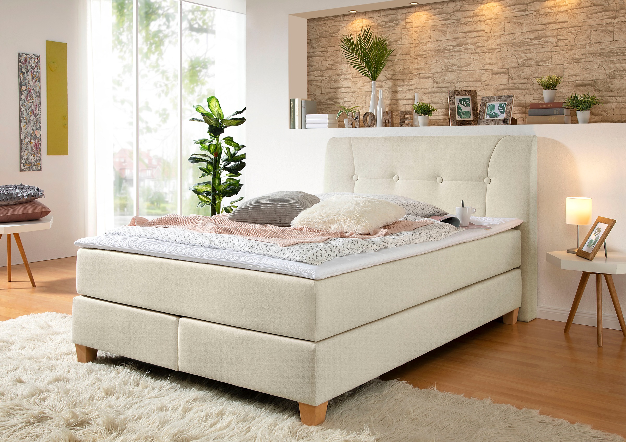 Home affaire Boxspringbett "Calloway" inkl. Topper, XXL-Ausführung, in 4 Fa günstig online kaufen