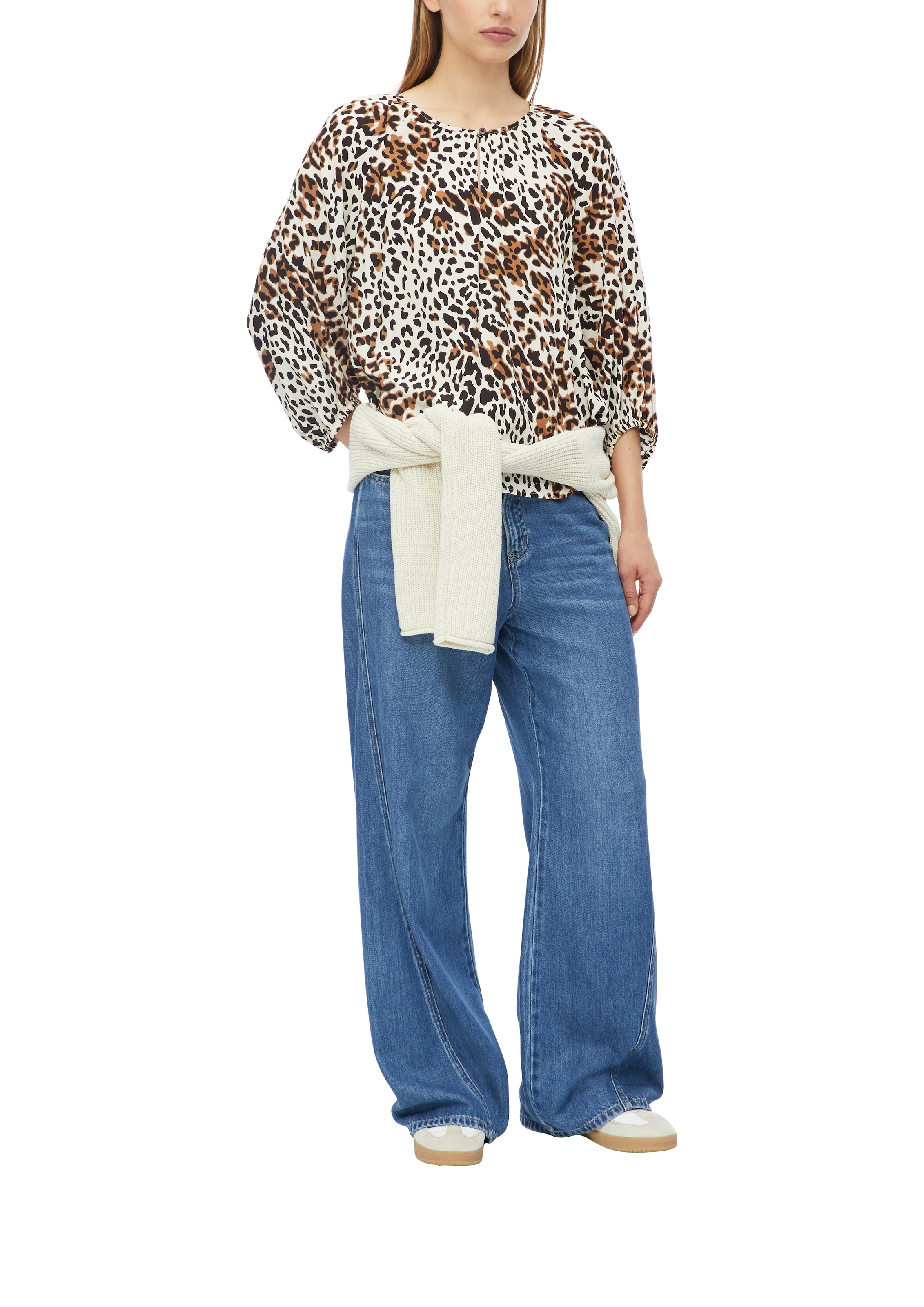 s.Oliver Druckbluse 3/4-Arm Sommerbluse / bedruckt / Rundhals