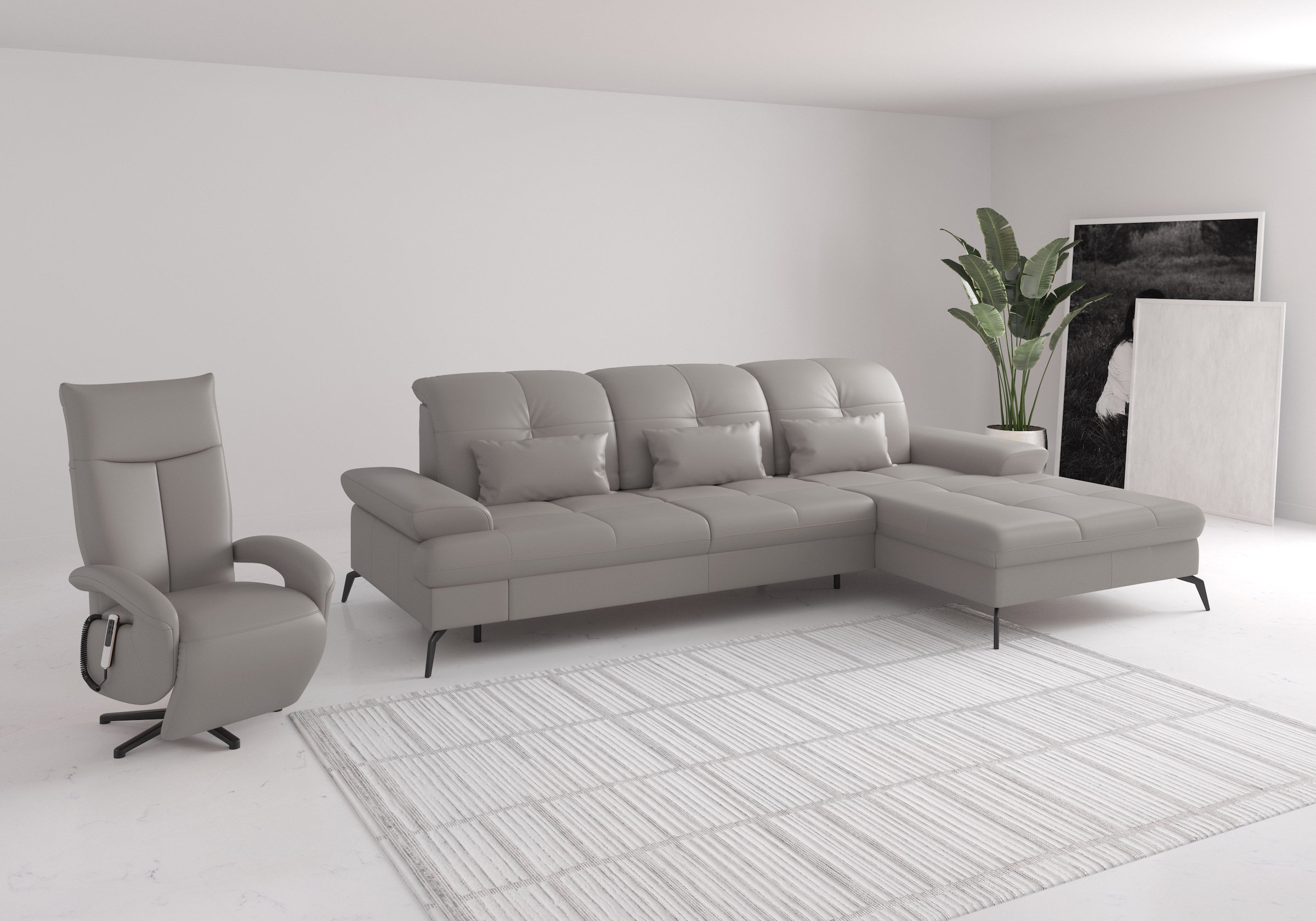 sit&more Ecksofa »Amica, L-Form, inkl. Sitztiefenverstellung & Armteilverstellung«, wahlweise mit Bettfunktion, Bettkasten und Kopfteilverstellung