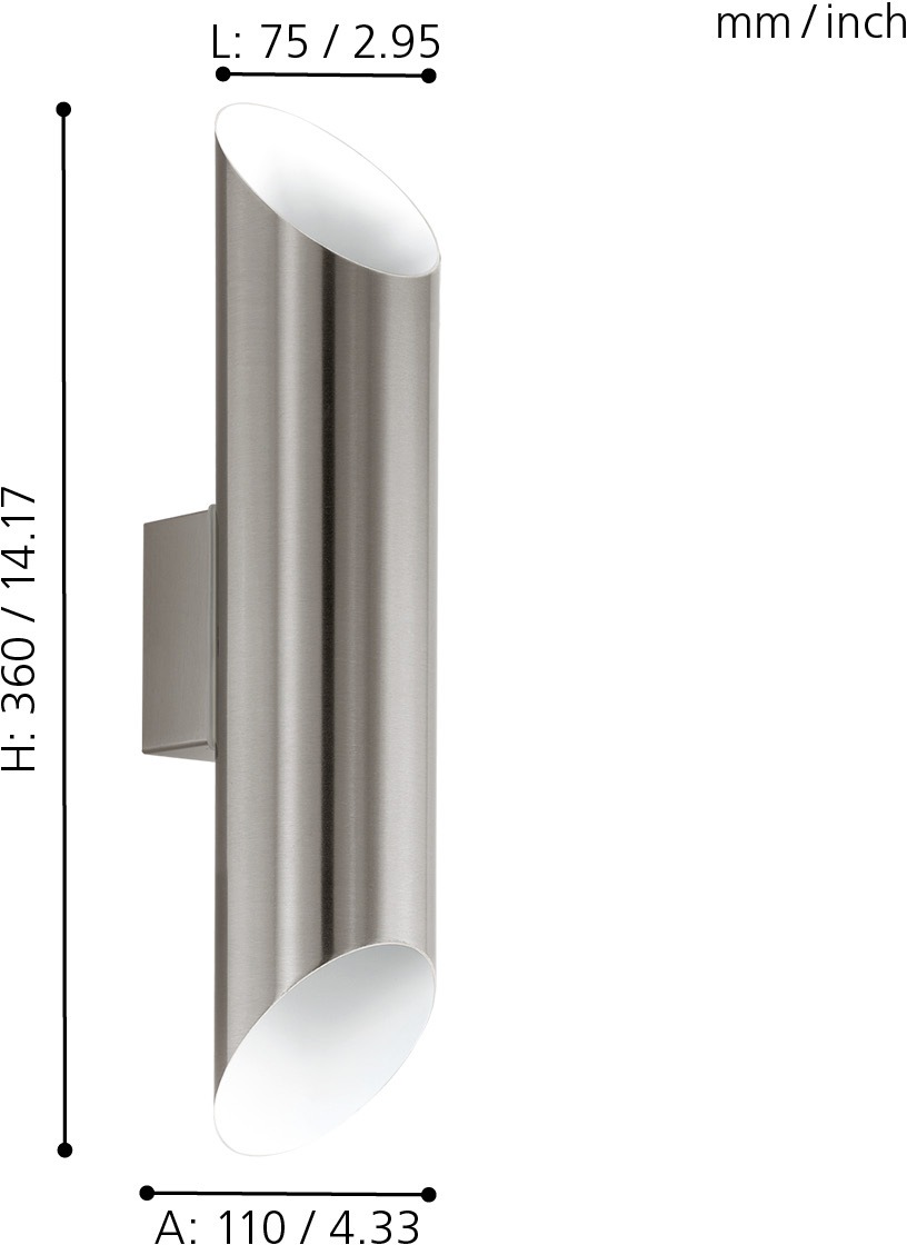 EGLO LED Außen-Wandleuchte »AGOLADA«, LED-Board, Warmweiß, edelstahl, weiß / L7,5 x H36 cm / inkl. 2 x LED-Platine (je 3,7W, 320lm, 3000K) / Außenlampe - IP44 spritzwassergeschützt - Wandlampe - Garten - Eingangsbereich - witterungsbeständig