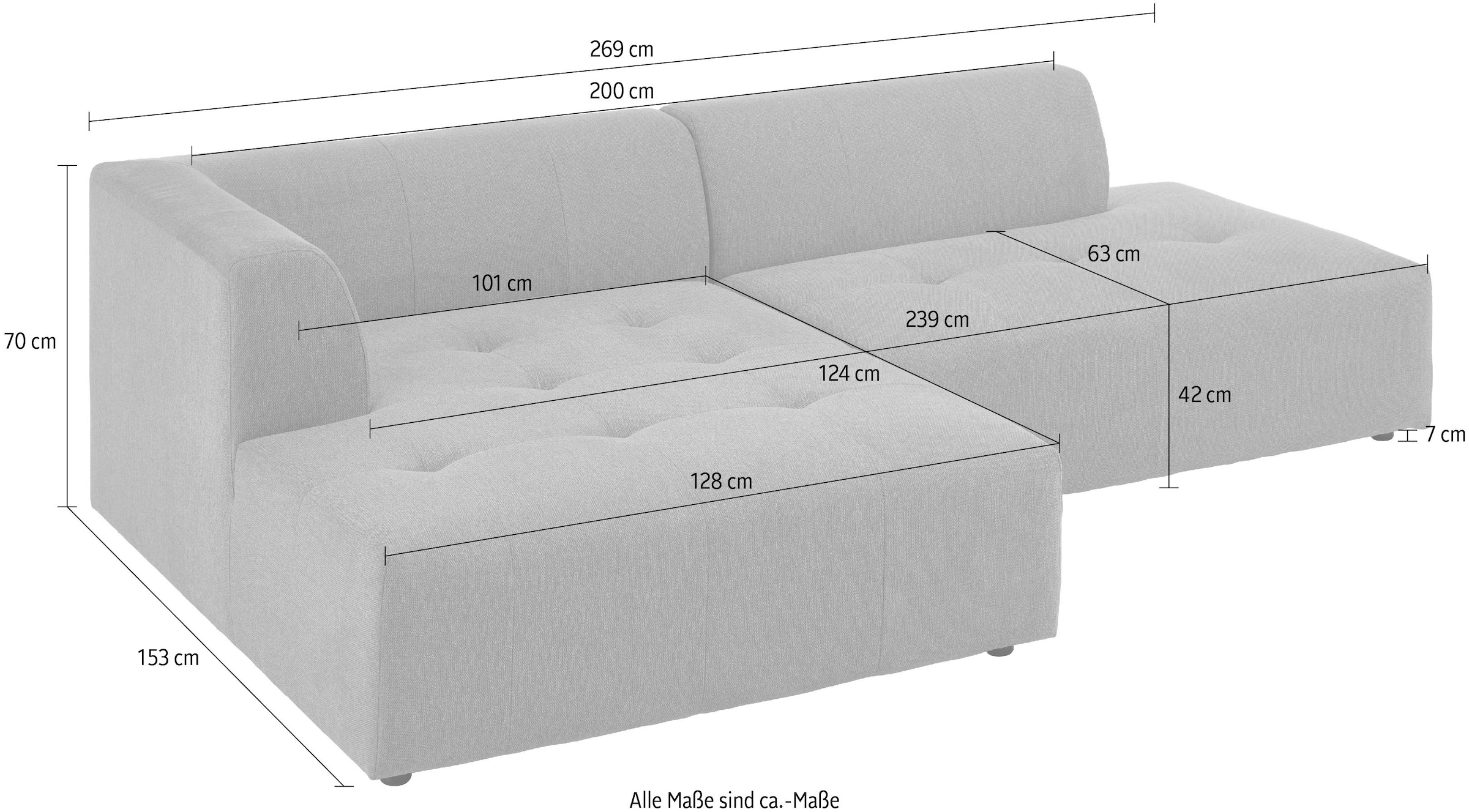 ATLANTIC home collection 3-Sitzer »Leonardo«, Ottomane mit XXL-Liegefläche