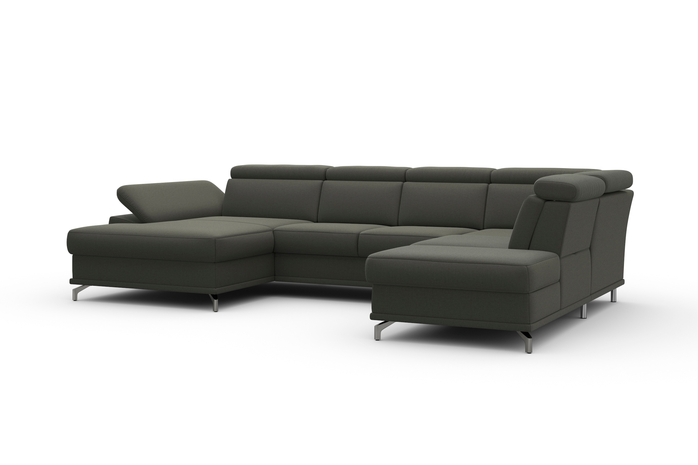 sit&more Wohnlandschaft »Cabrio U-Form, mit Sitztiefenverstellung, Arm- und Kopfteilverstellung«, 3 Nierenkissen, Federkern, optional Bettfunktion und Stauraum