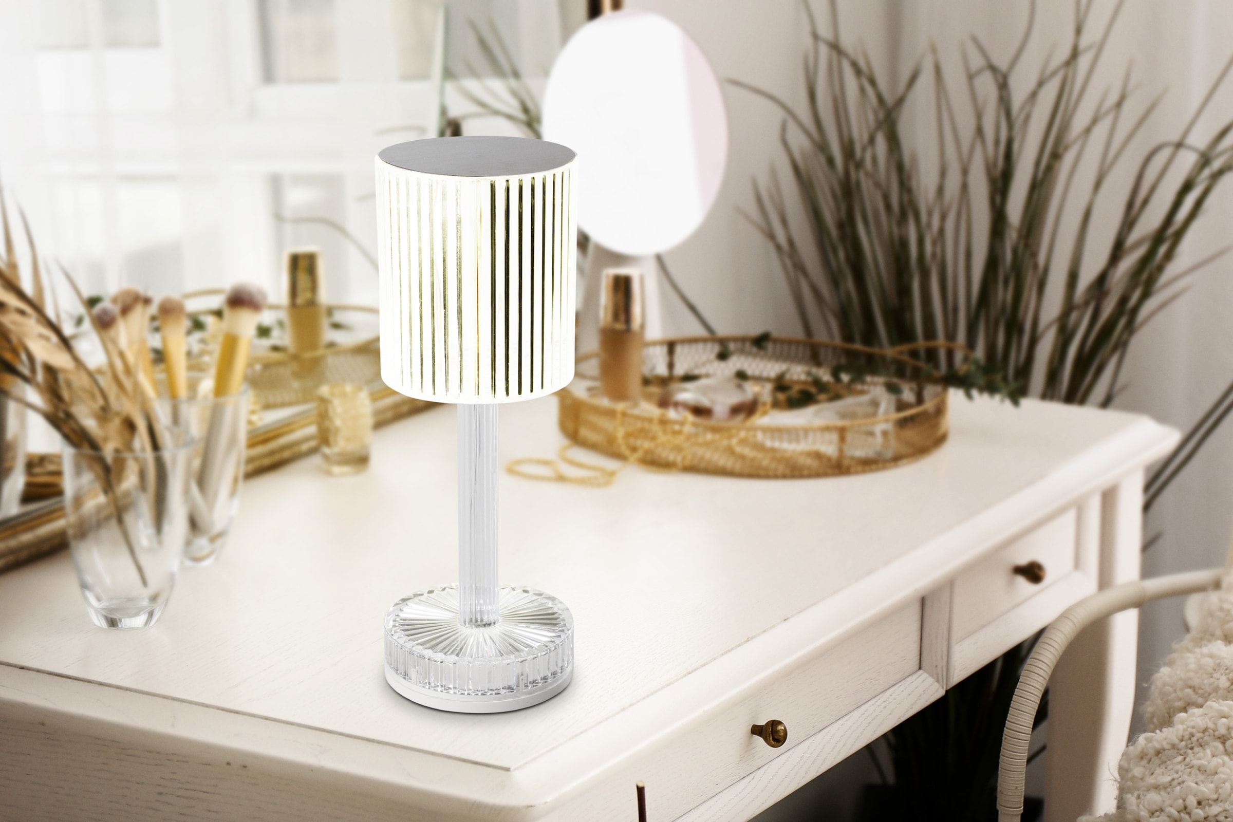 EGLO Tischleuchte »LUCIGNANO Tischlampe - Kunststoff - LED - 0,6W - IP20« LED-Modul 1 Stk. RGB Nachttischlampe, Schreibtischleuchte, Leselampe, H23,5 x Ø8,5 cm