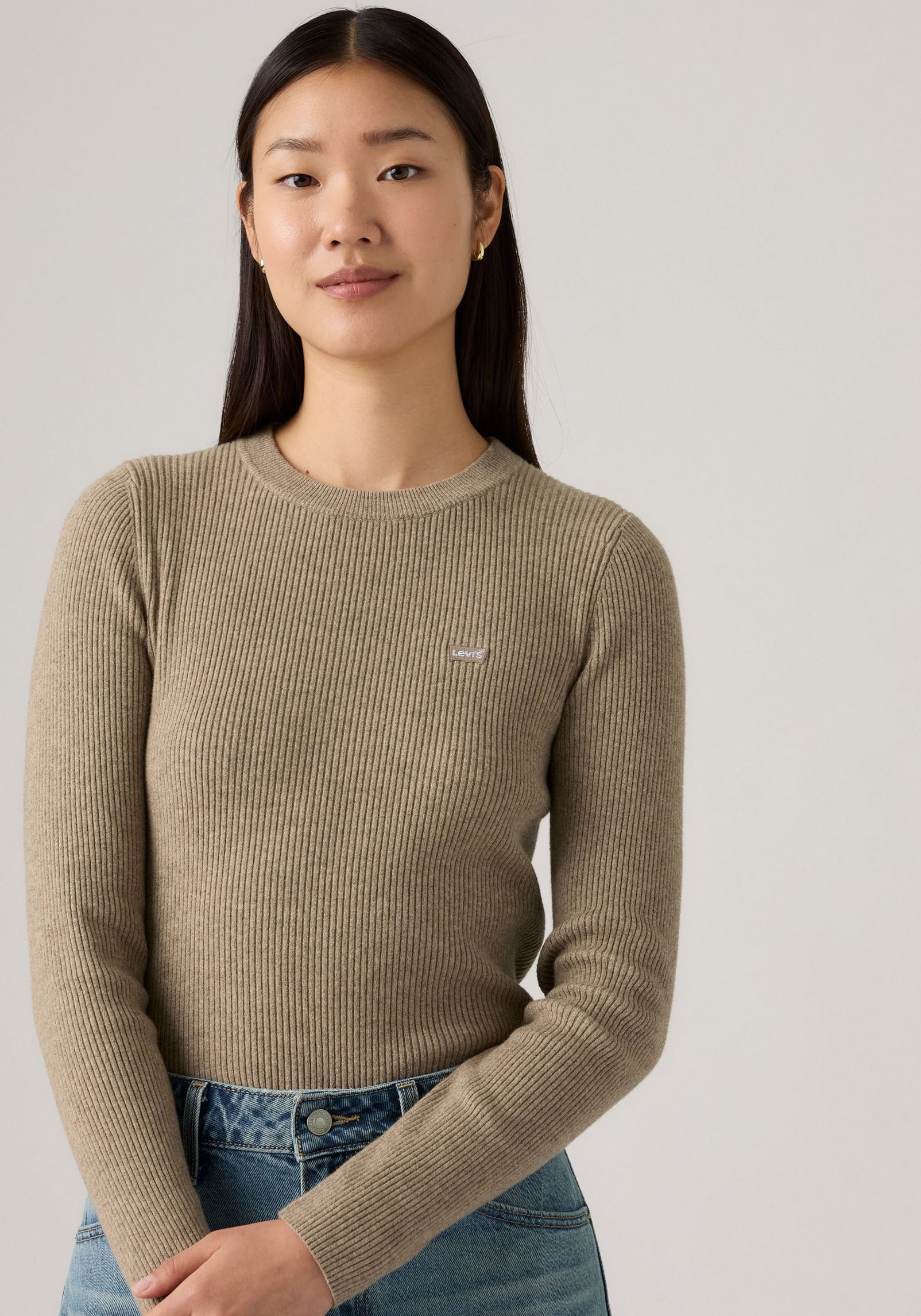 Levi's® Rundhalspullover »RIB CREW SWEATER«, Geripptes Strickmuster