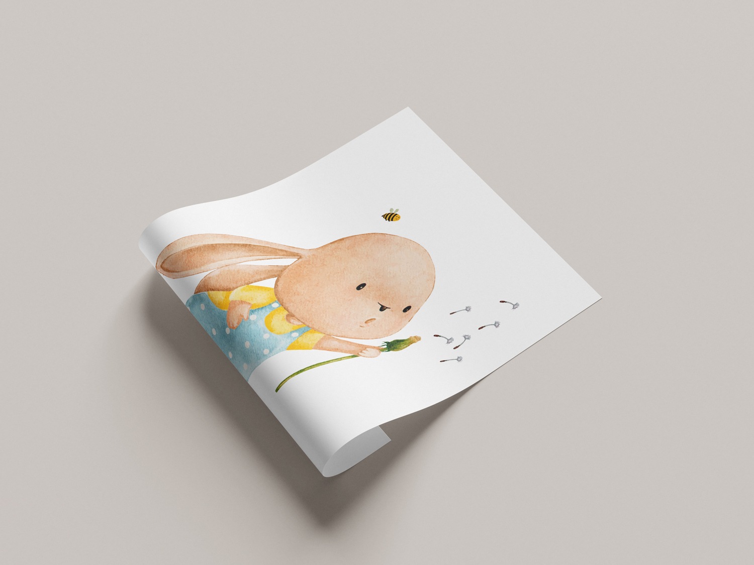 Lüttenhütt Poster »Hase mit Pusteblume«, Fantasy-Hase-Hasen-Tiere, (1 St.), HD Premium Druck