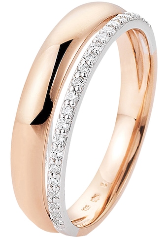 JOBO Fingerring, 585 Roségold bicolor mit 23 Diamanten kaufen
