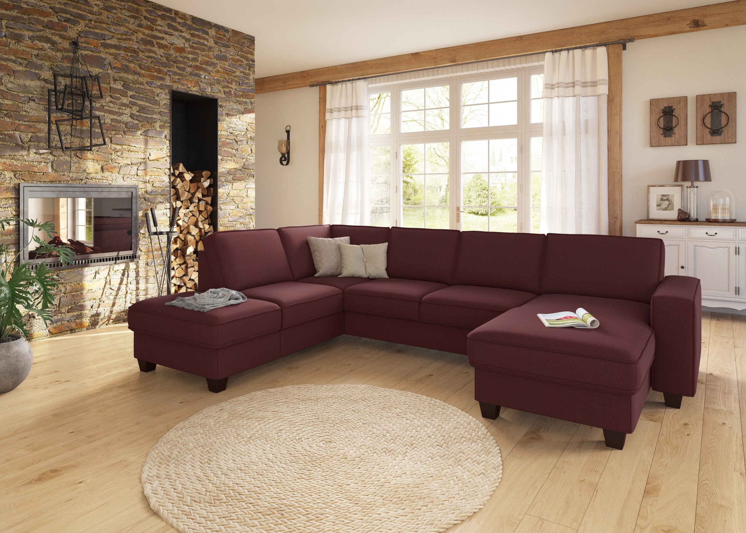 Home affaire Wohnlandschaft »County U-Form« wahlweise Ottomane links oder r günstig online kaufen