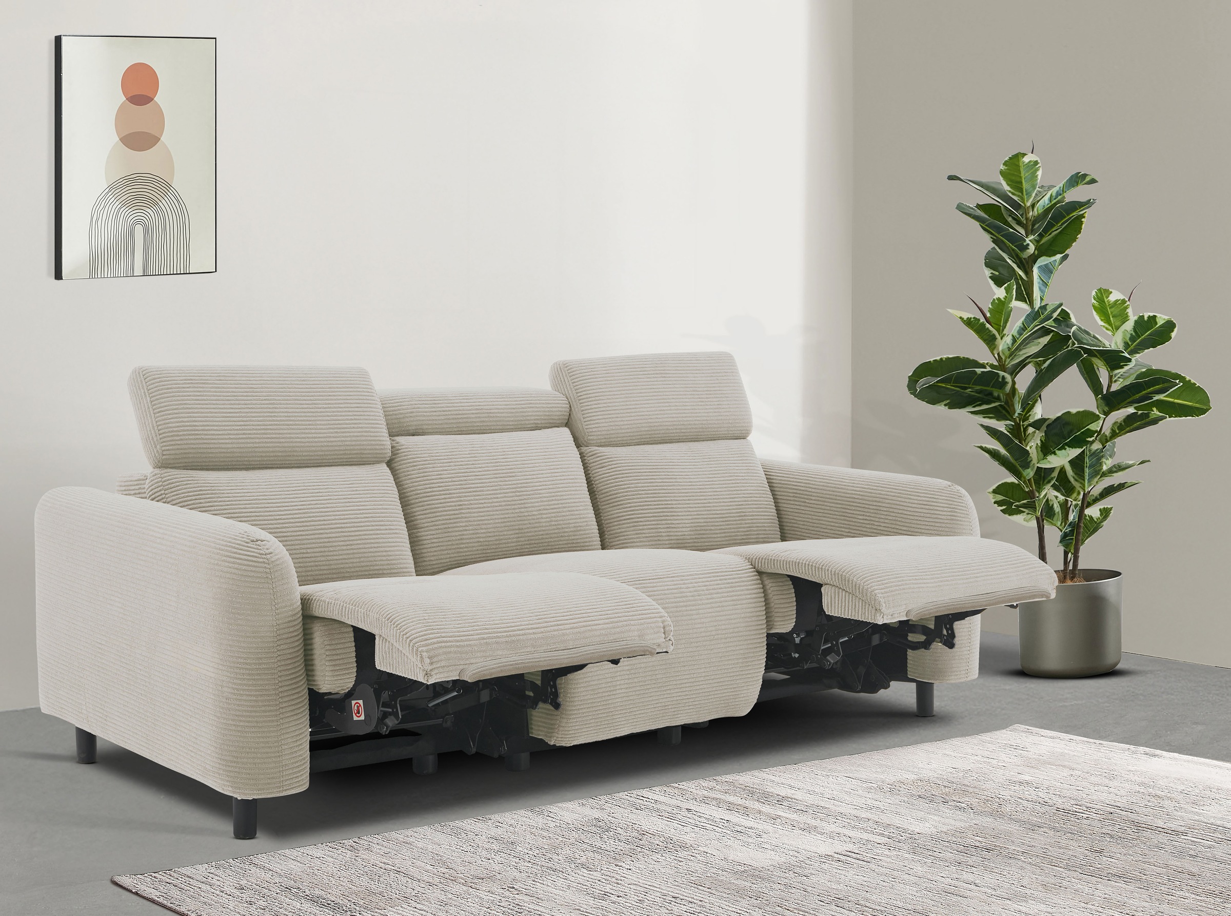 Home affaire 3-Sitzer »SKAANE Struktur-Sofa, 229 cm, manuelle-u. elektrisch günstig online kaufen