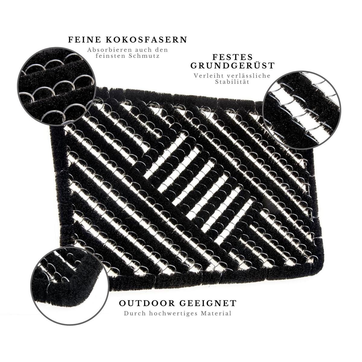 HANSE Home Fußmatte »Grid Brushes Mat, Türmatte«, rechteckig, 33 mm Höhe, Gitter, Robust, Bürsten, Innen, Außen, Schmutzabtreter, Wetterfest