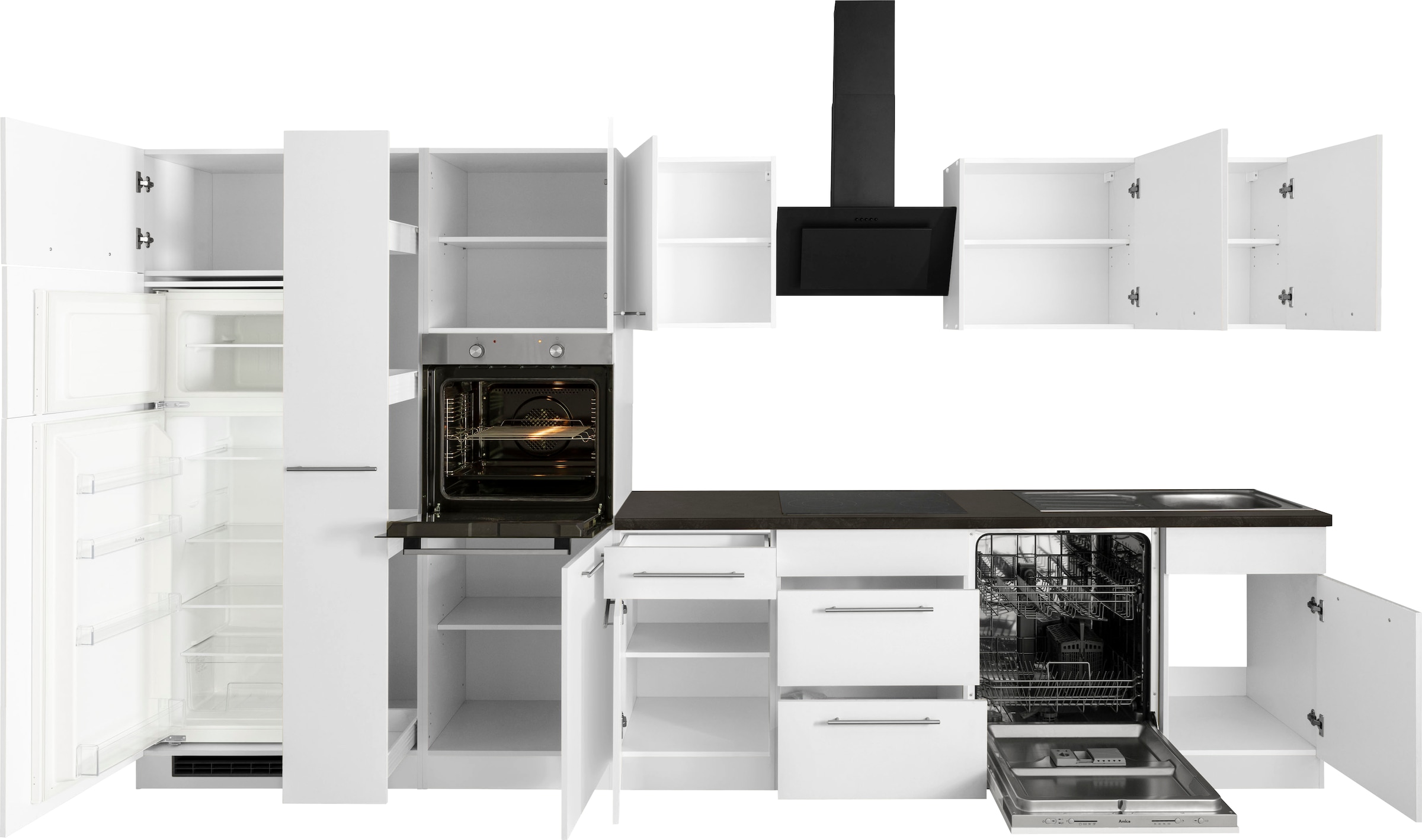 wiho Küchen Küchenzeile »Unna«, mit E-Geräten, Breite 370 cm
