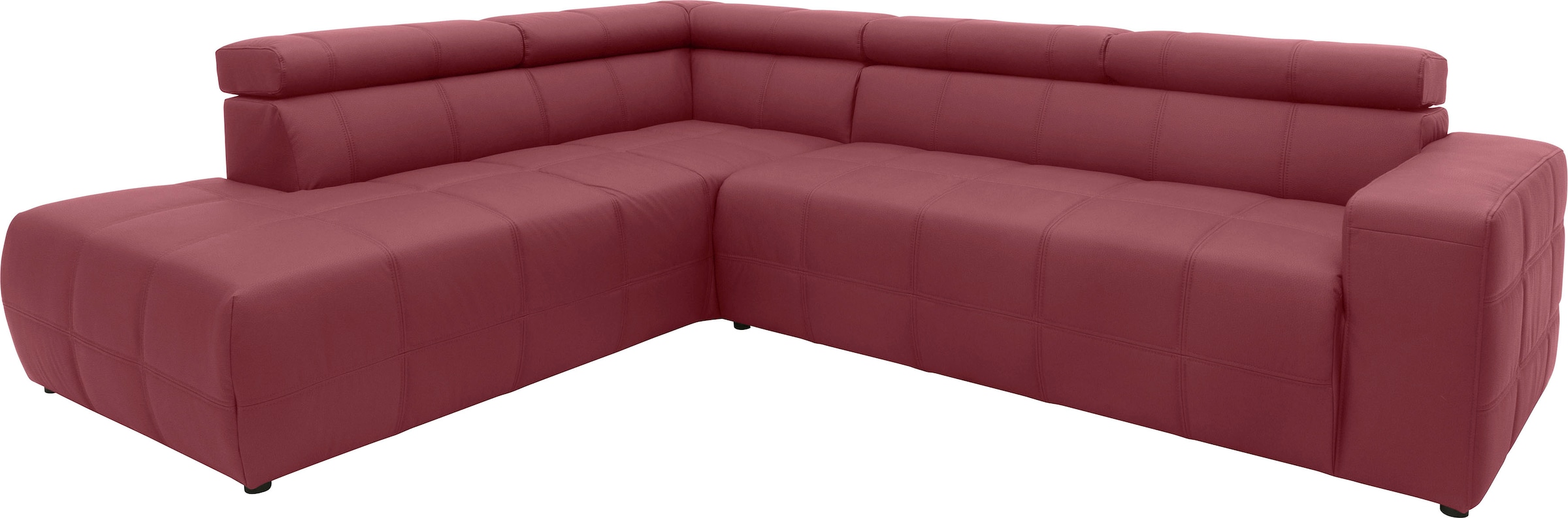 DOMO collection Ecksofa »Brandon L-Form, auch in Leder«, inklusive Kopfteilverstellung, wahlweise mit Sitztiefenverstellung