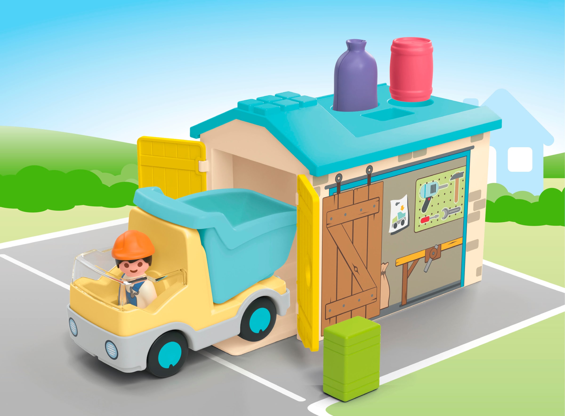 Playmobil® Konstruktions-Spielset »LKW mit Sortiergarage (71686), JUNIOR«, (9 St.), Made in Europe