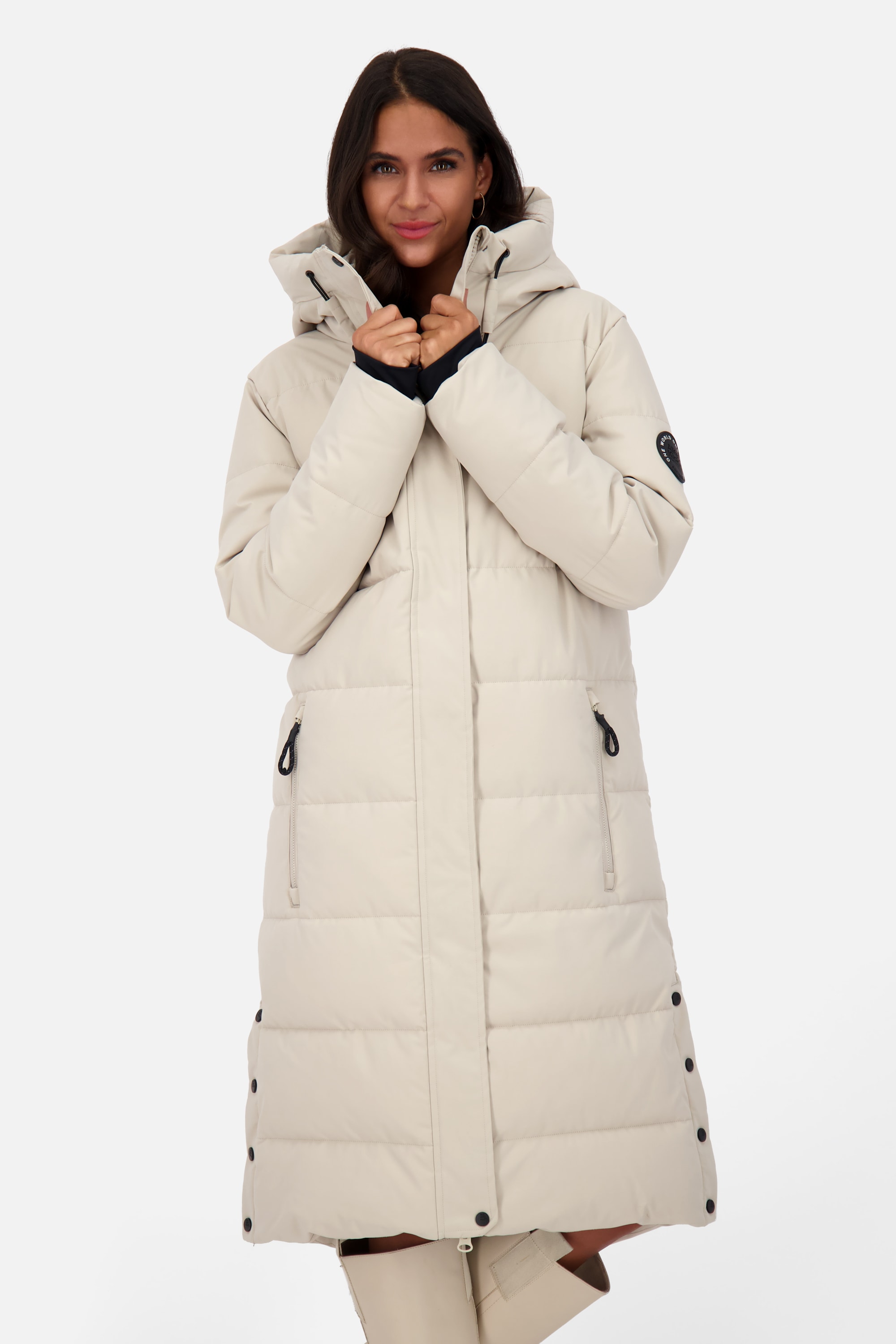Alife & Kickin Steppjacke »Damen KatiaAK A«, mit Kapuze, Langer Wintermantel mit großer Kapuze und regulierbarer Beinfreiheit