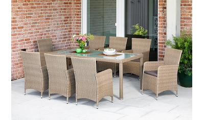 MERXX Garten-Essgruppe »Lipari«, (9 tlg.), 8 Sessel mit Sitzkissen und Tisch kaufen