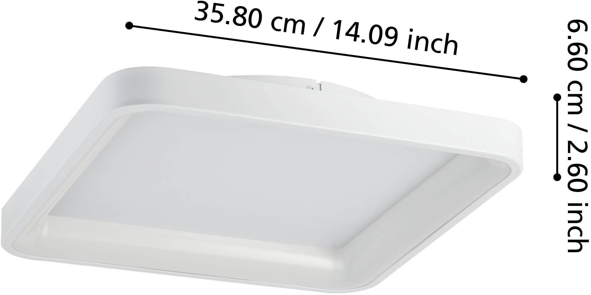 EGLO Deckenleuchte »Loretello Deckenlampe, Wohnzimmerlampe, Metall und Kunststoff, Lampe« LED-Modul 1 Stk. Kaltweiß | Neutralweiß | Warmweiß Wand-/Deckenleuchte - L35 x B35 x H7,5 cm - weiß - 12W inkl.