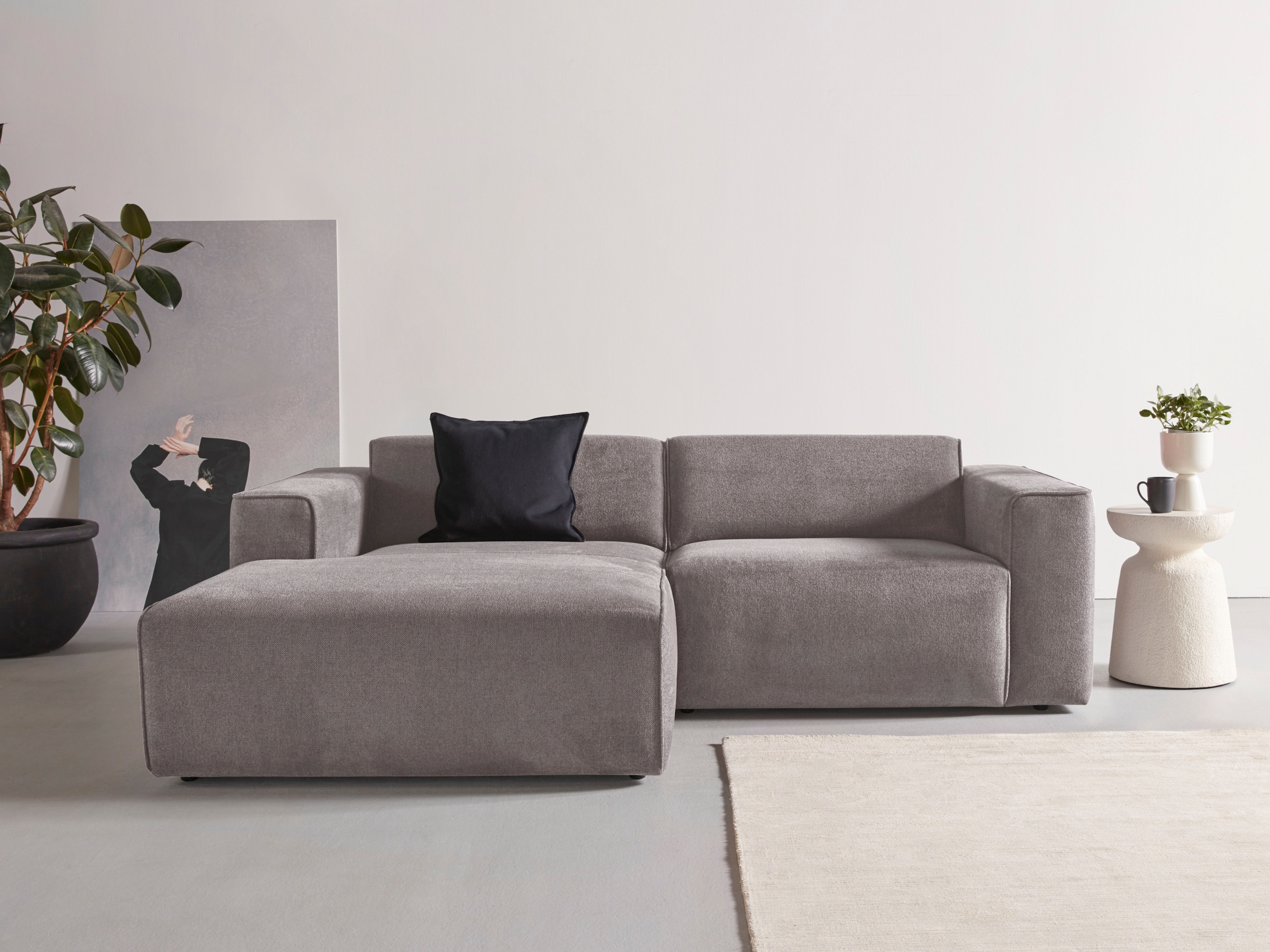 andas Ecksofa »Noord, 234 cm,«, mit Kedernaht, Cord, Luxus-Microfaser, Struktur, Struktur grob