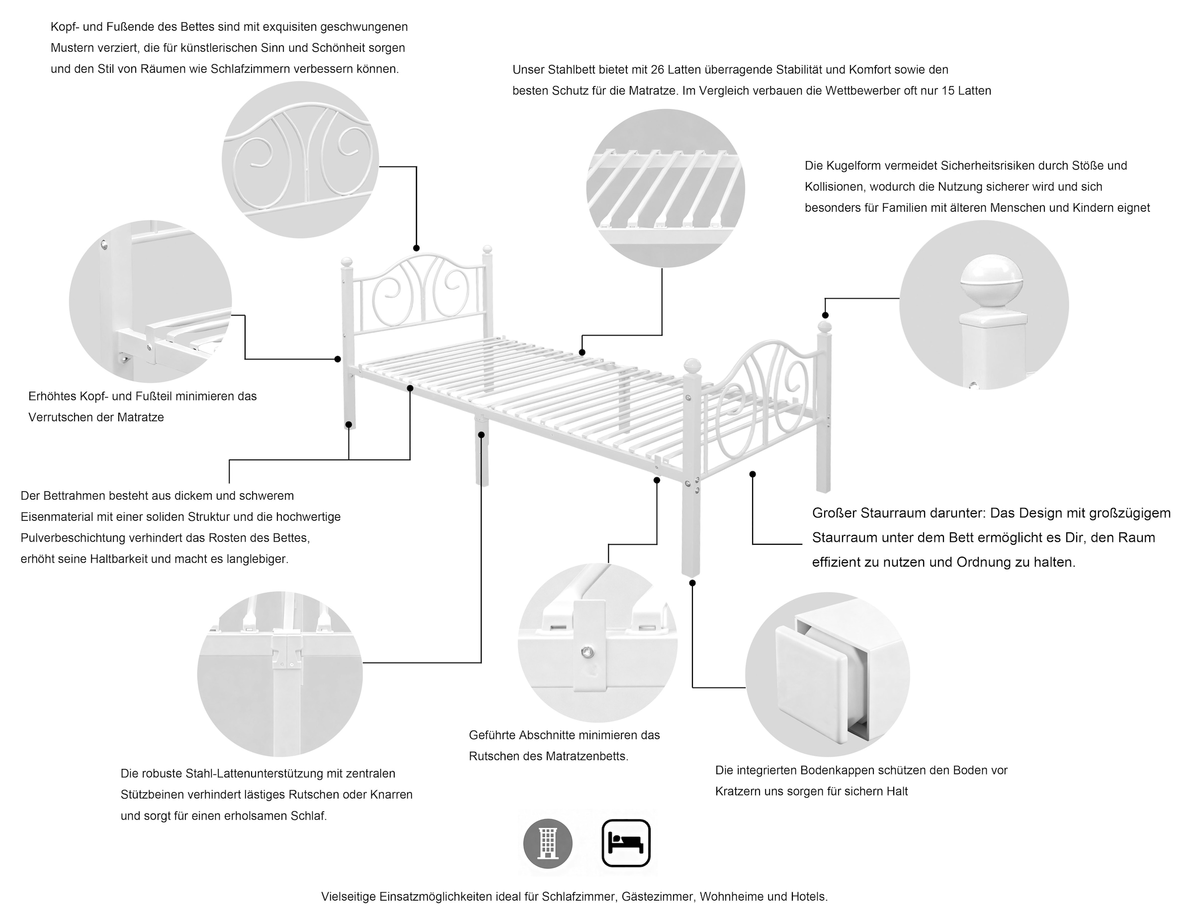 OTTO home Metallbett »LUND Landhausbett Bett Märchenbett Prinzessinbett« Träume wie im Märchen: Dein romantisches Metallbett in 2 Breiten